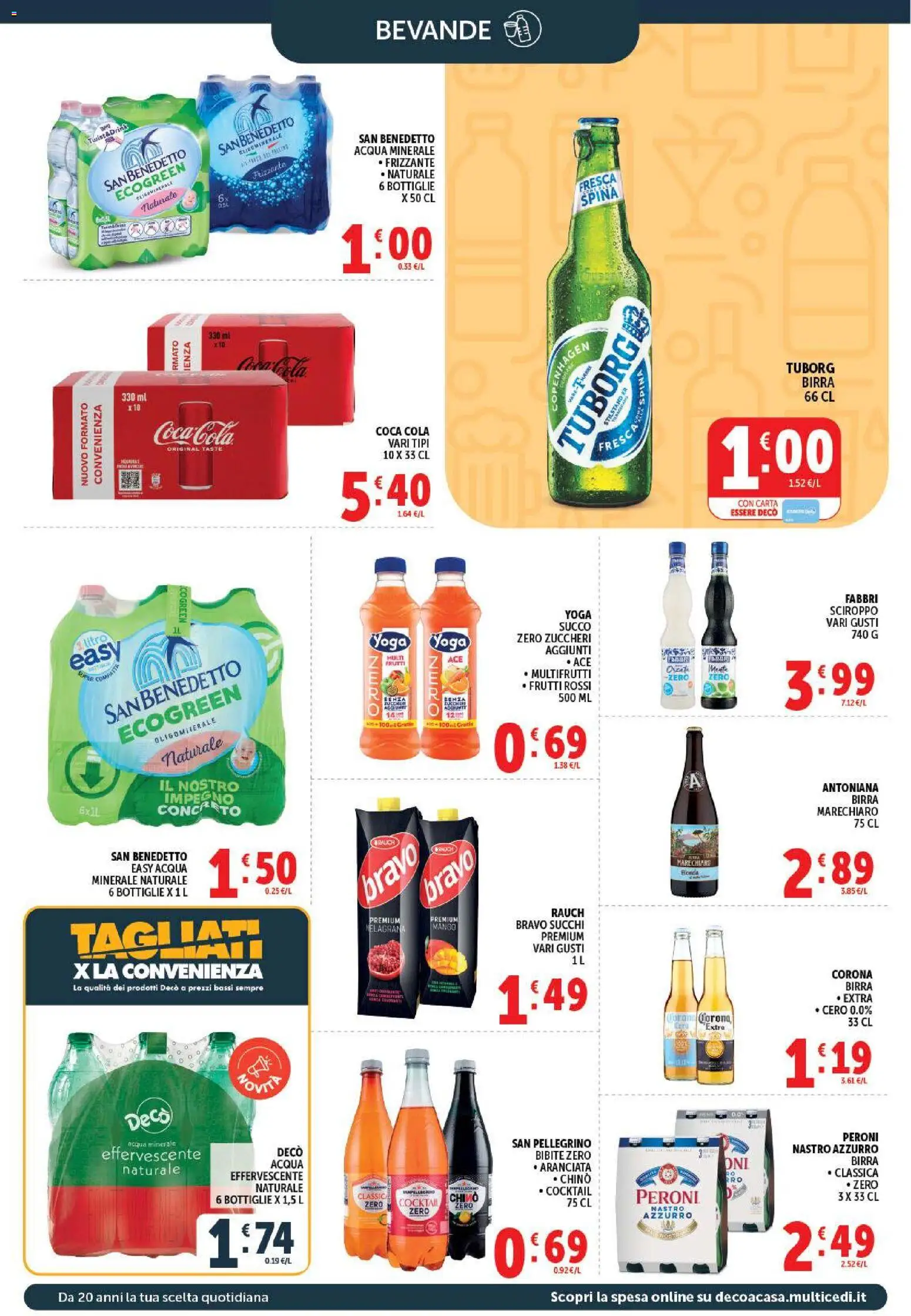 Volantino Decò del 21/07/2026 | Pagina: 16 | Prodotti: Birra, Acqua, Mango, Coca Cola