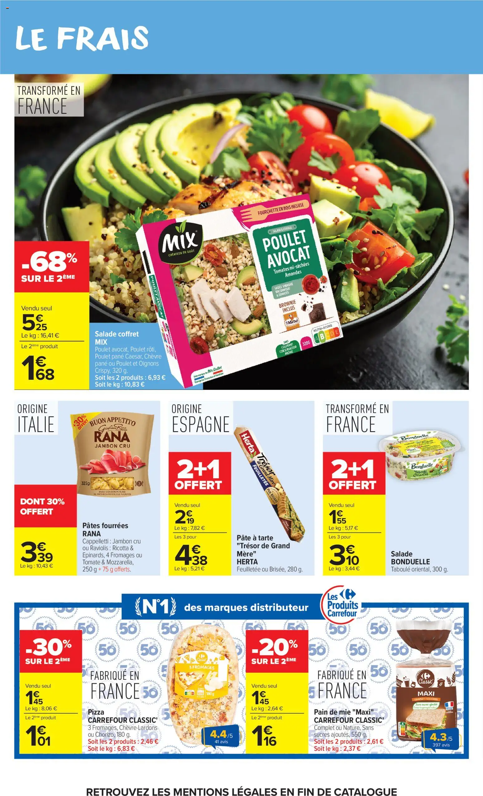 {H1} | Page: 20 | Produits: Salade, Avocat, Pain de mie, Oignons