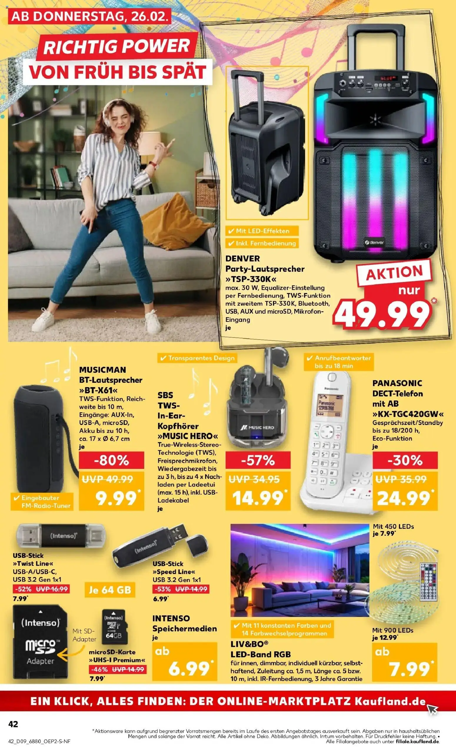 Kaufland prospekt Pfullingen	 – gültig ab 26.02.2026 | Seite: 42 | Produkte: Panasonic, USB, Ladekabel, Kopfhörer