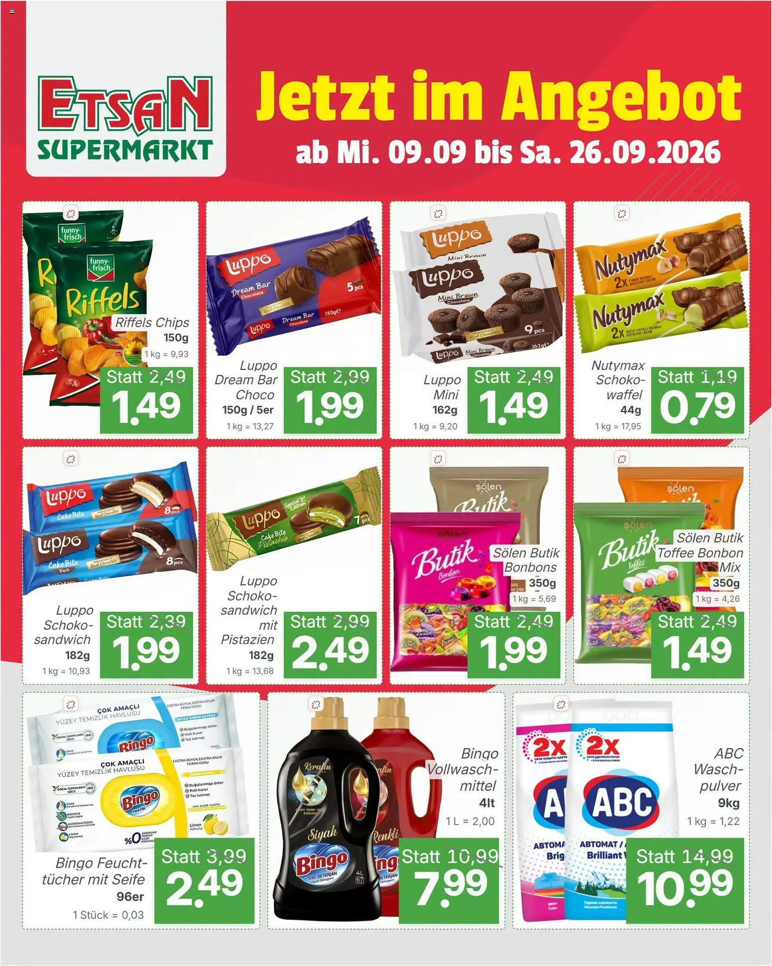 ETSAN Flugblatt gültig ab 09.09.2026 | Seite: 5 | Produkte: Chips, Waffel, Seife