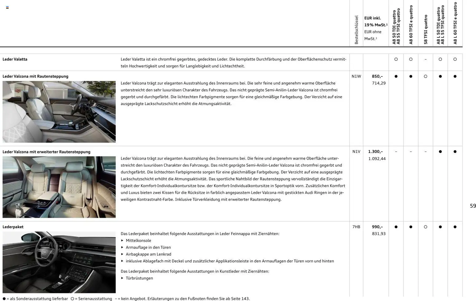 Audi A8 – gültig ab 28.10.2025 | Seite: 59
