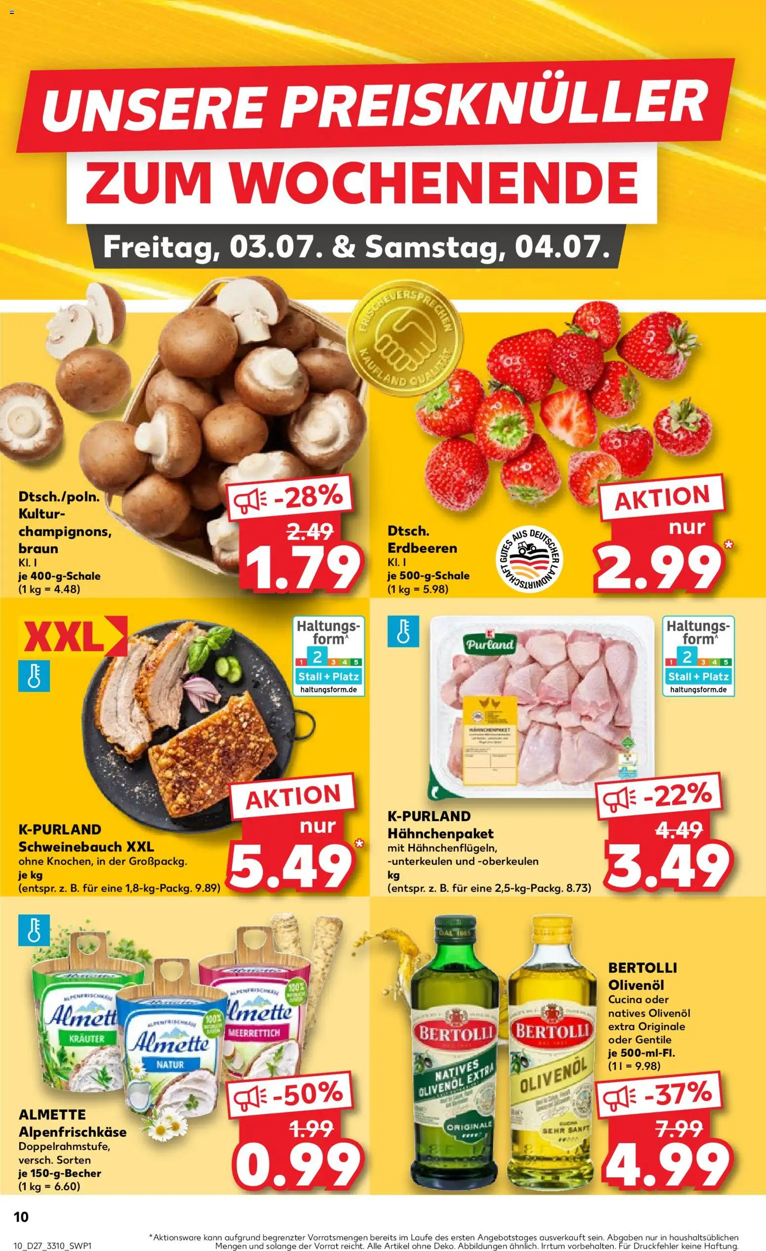 Kaufland Prospekt Zeitz – gültig ab 02.07.2026 | Seite: 10 | Produkte: Almette, Schweinebauch, Bertolli olivenol, Erdbeeren