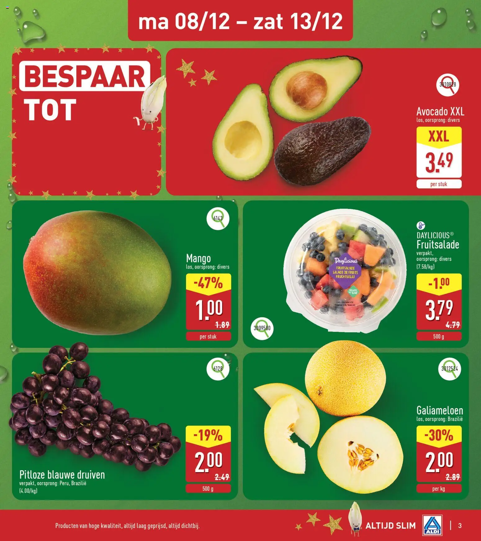 {H1} | Pagina: 3 | Producten: Salade, Mango, Druiven, Avocado