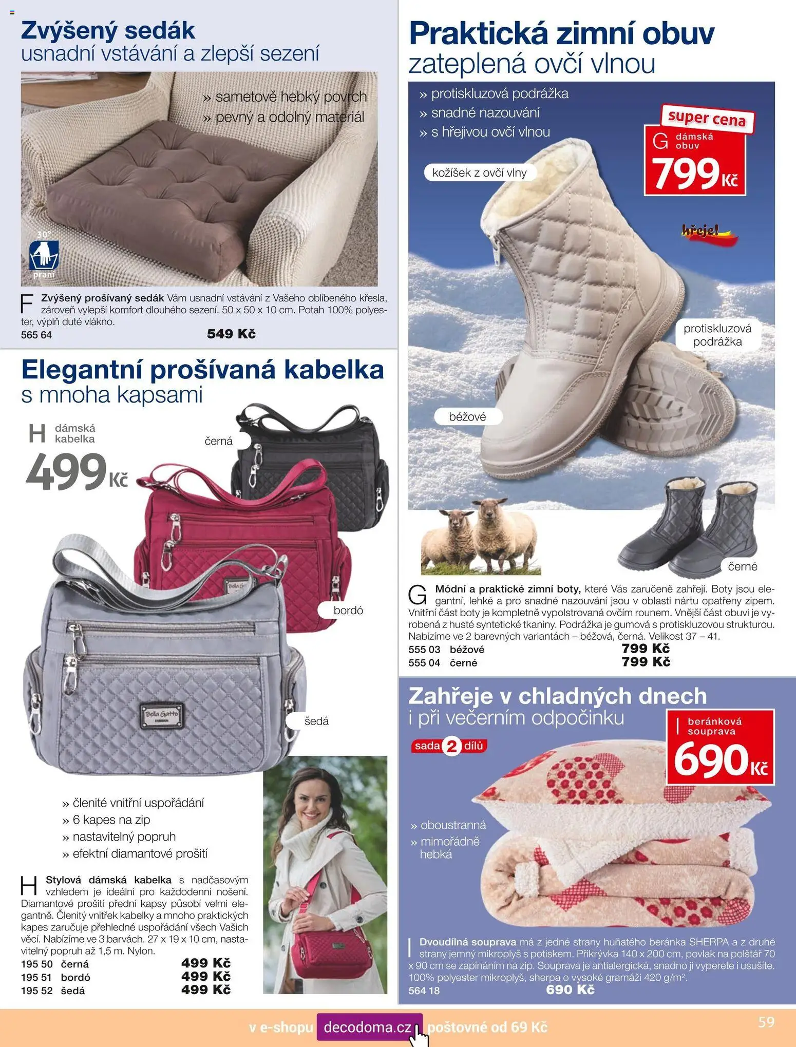 Decodoma katalog Podzim 2026 od 01.09.2026 | Strana: 59 | Produkty: Obuv, Povlak na polštář, Boty, Kabelky