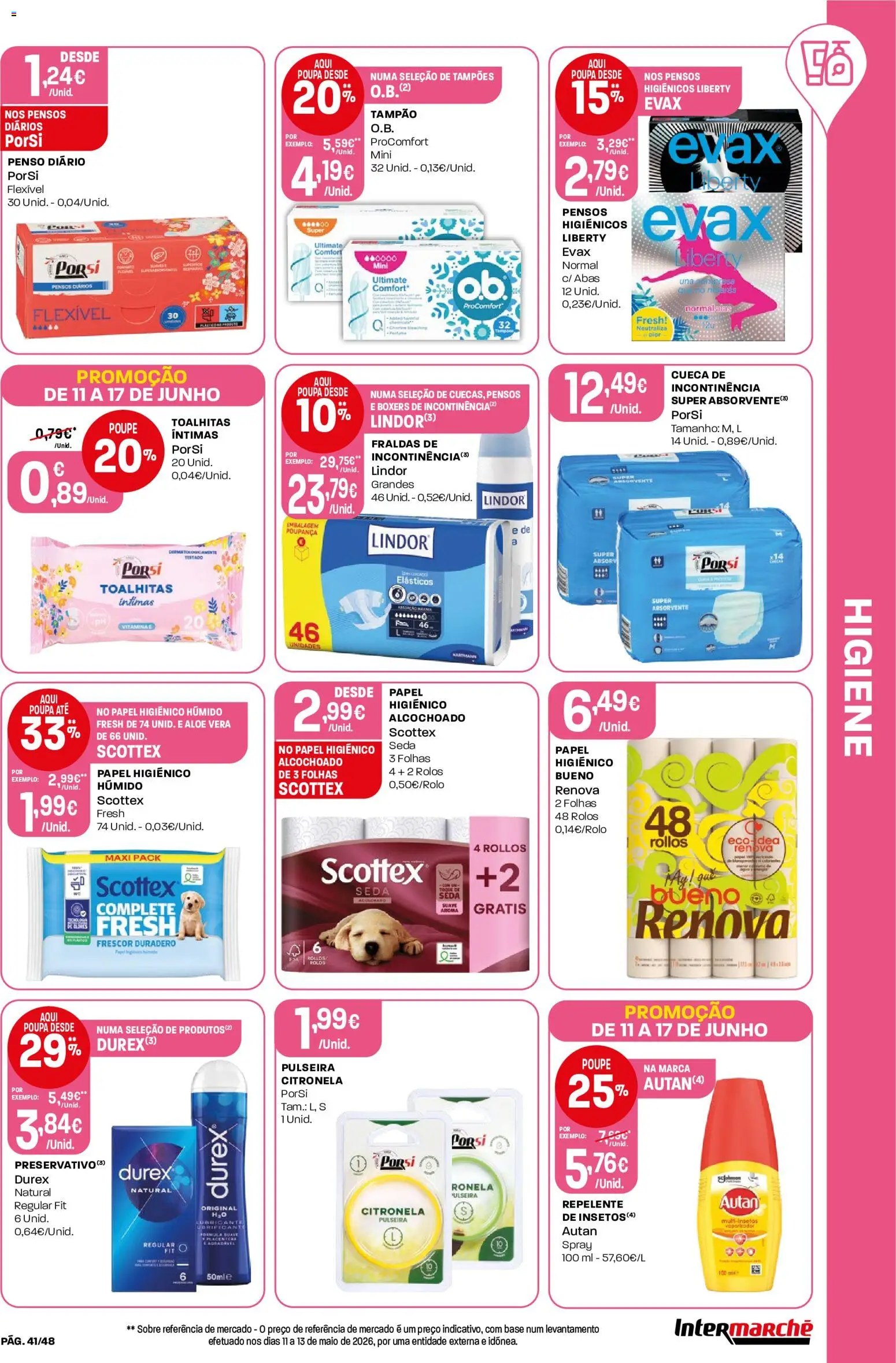 Intermarché folheto │ válido de 11.06.2026 | Página: 41 | Produtos: Pulseira, Pensos higiénicos, Fraldas, Repelente