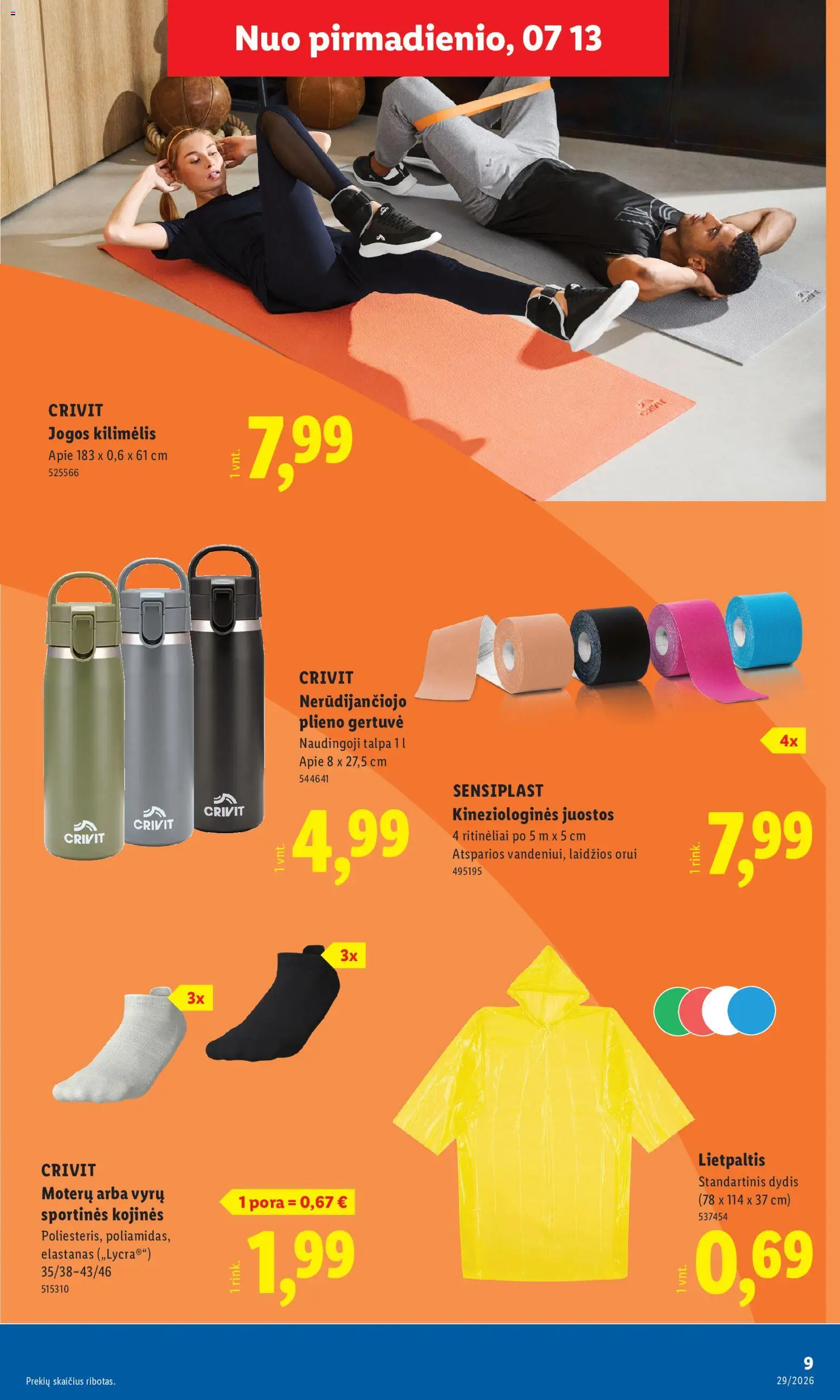 LIDL akcijos nuo 2026.07.13 | Puslapis: 9 | Prekių: Kilimėlis, Kojinės