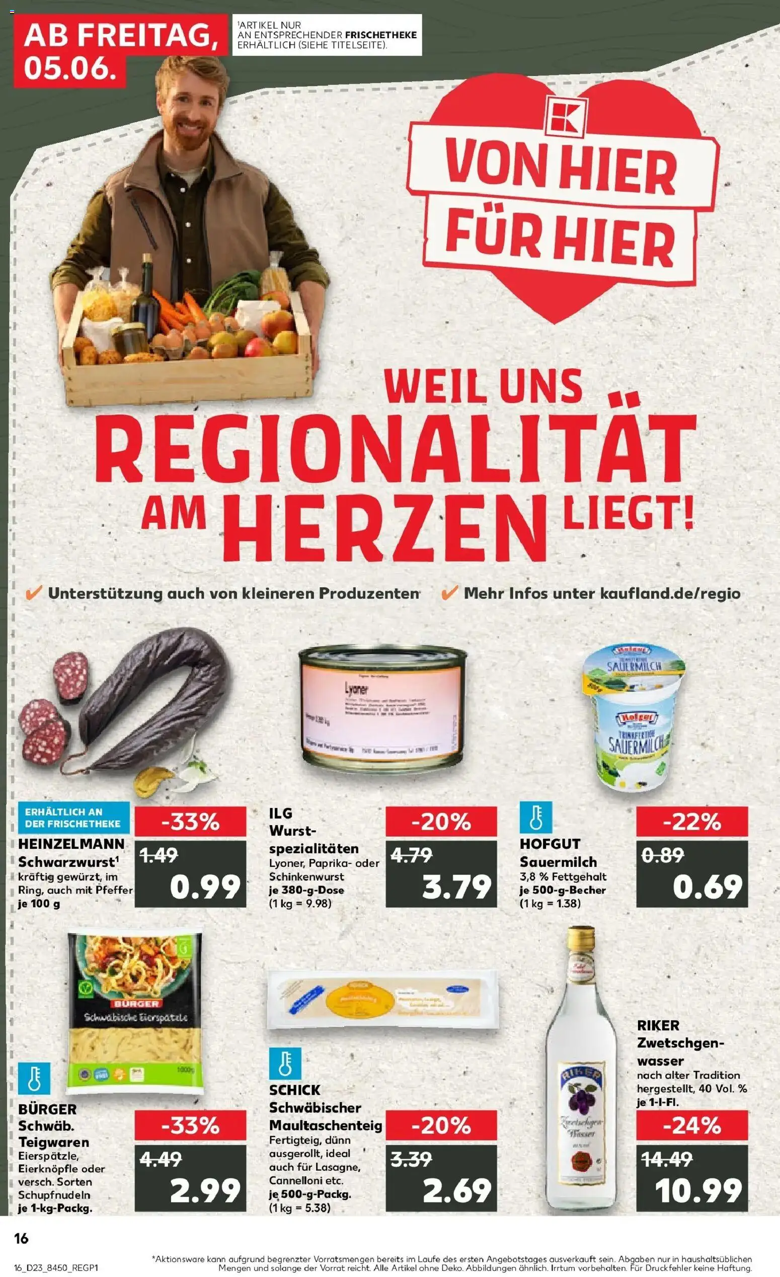 Kaufland Prospekt Schwäbisch Gmünd – gültig ab 04.06.2026 | Seite: 16 | Produkte: Burger, Wasser, Pfeffer, Pasta