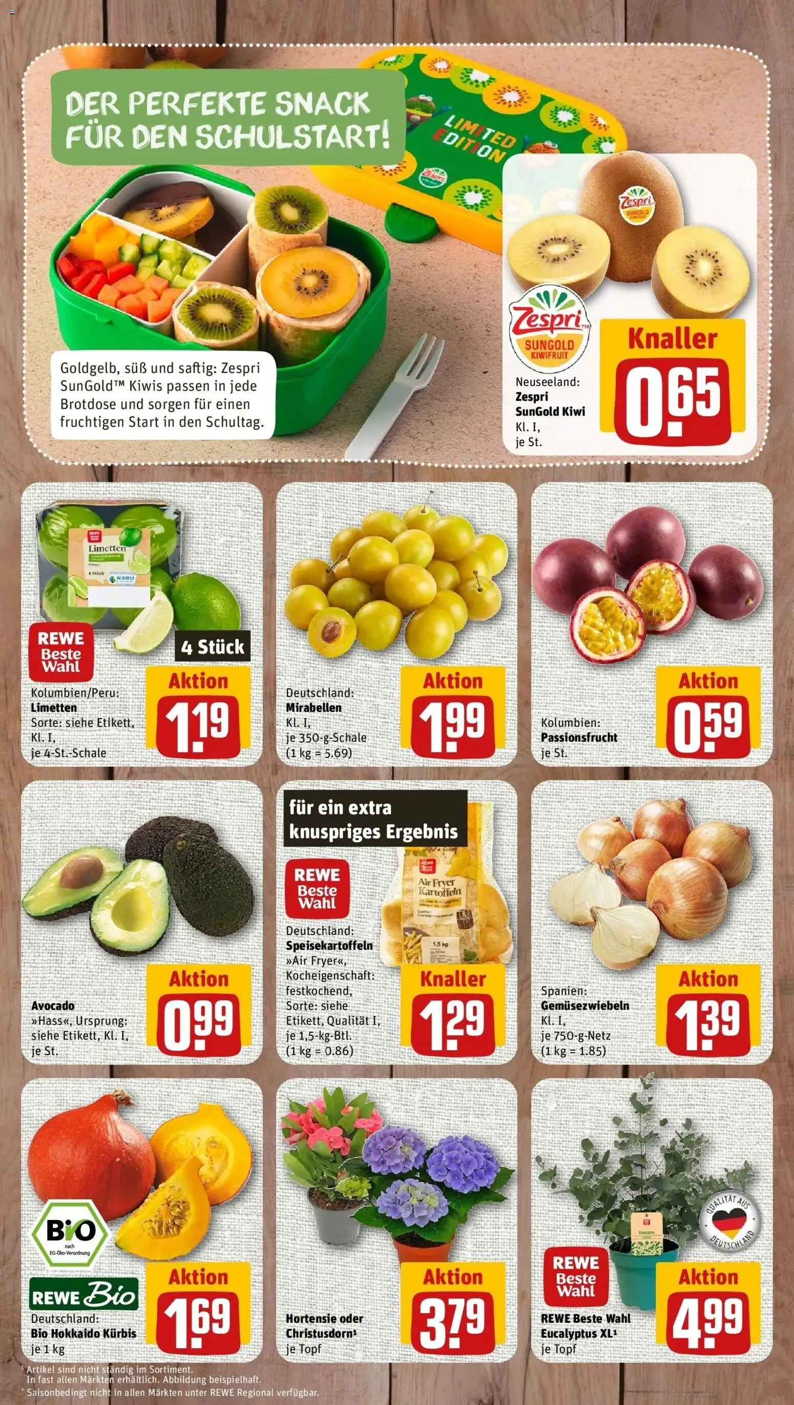 REWE Prospekt ab 24.08.2026 zum Blättern » Angebote | Seite: 3 | Produkte: Hortensie, Limetten, Kartoffeln, Kiwi