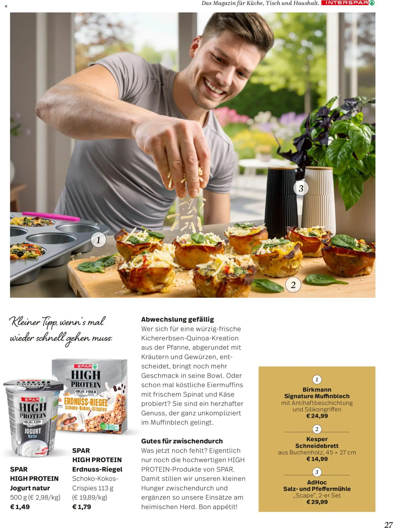 Interspar Mein Zuhause Magazin  gültig ab 07.04.2026 | Seite: 27 | Produkte: Salz, Tisch, Käse