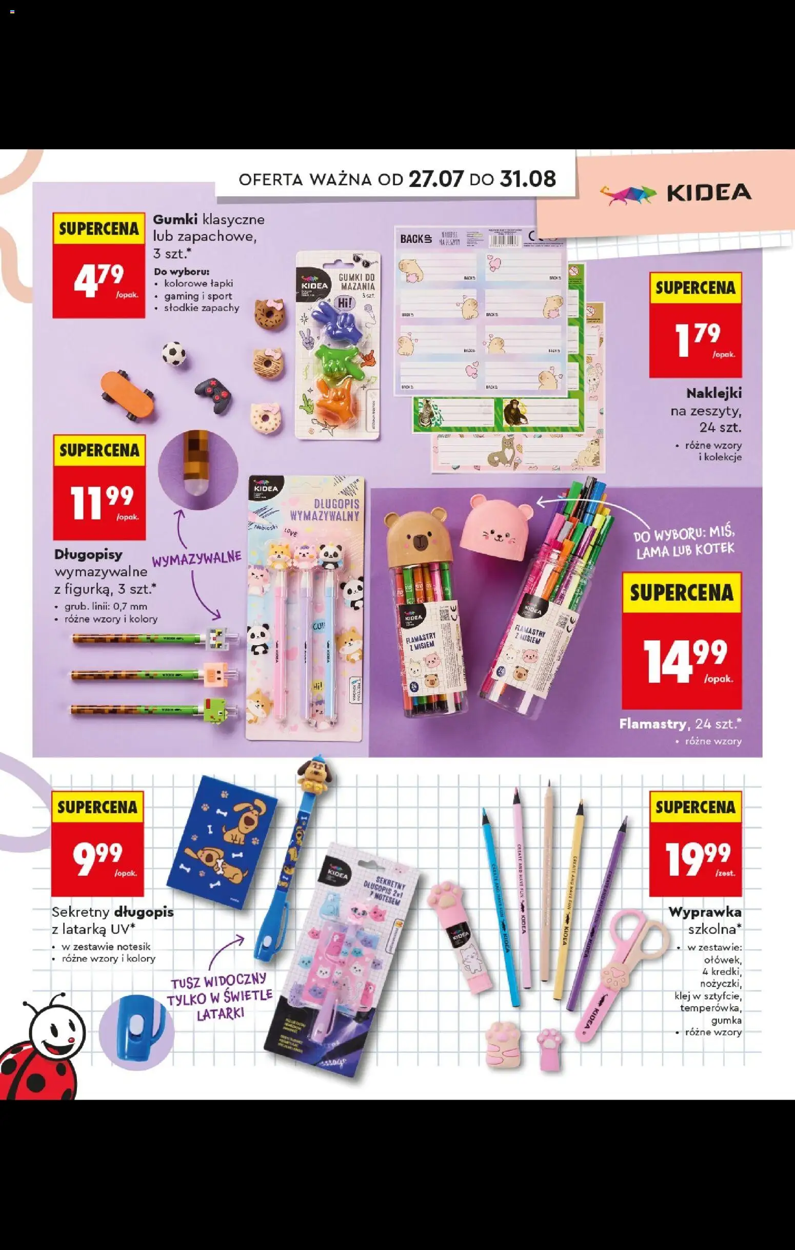 Biedronka gazetka - Do mojej szkoły idę od 20.07.2026 | Strona: 82 | Produkty: Flamastry, Naklejki, Długopisy
