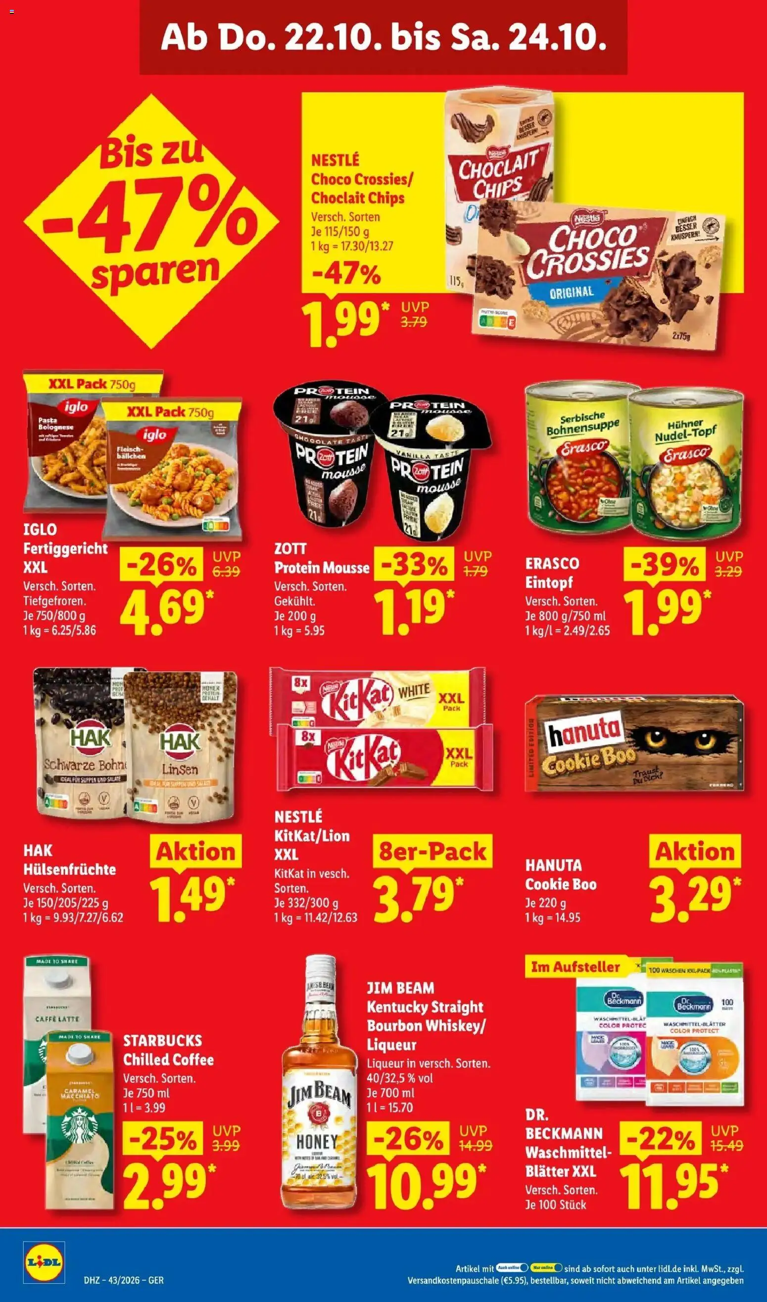 Lidl Prospekt Grimma (ab 19.10.2026) zum Blättern » Angebote | Seite: 68 | Produkte: Jim beam, Erasco, Chips, Fleisch