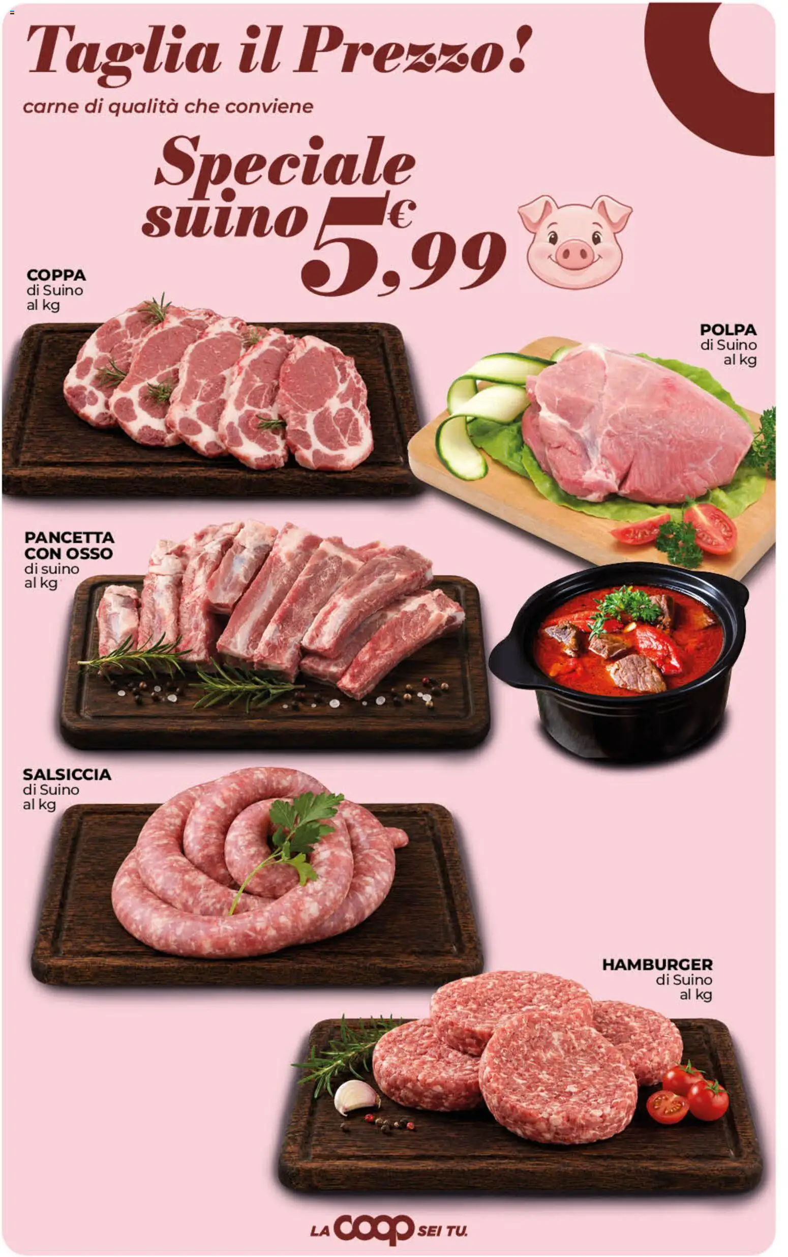 Volantino COOP del 23/10/2026 | Pagina: 9 | Prodotti: Pancetta, Suino, Salsiccia, Hamburger