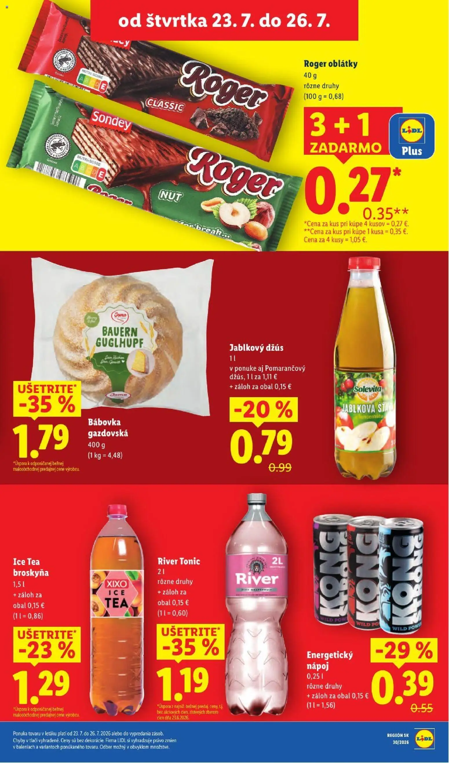 Nové Lidl akcie – leták je platný od 20.07.2026 | Strana: 85 | Produkty: Ice Tea, Oblátky, Tonic, Energetický nápoj