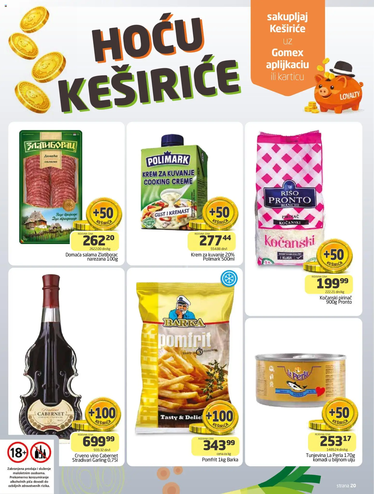Gomex katalog - važi od 29.04.2026 | Strana: 1 | Proizvode: Crveno vino, Pronto, Pomfrit, Pirinač