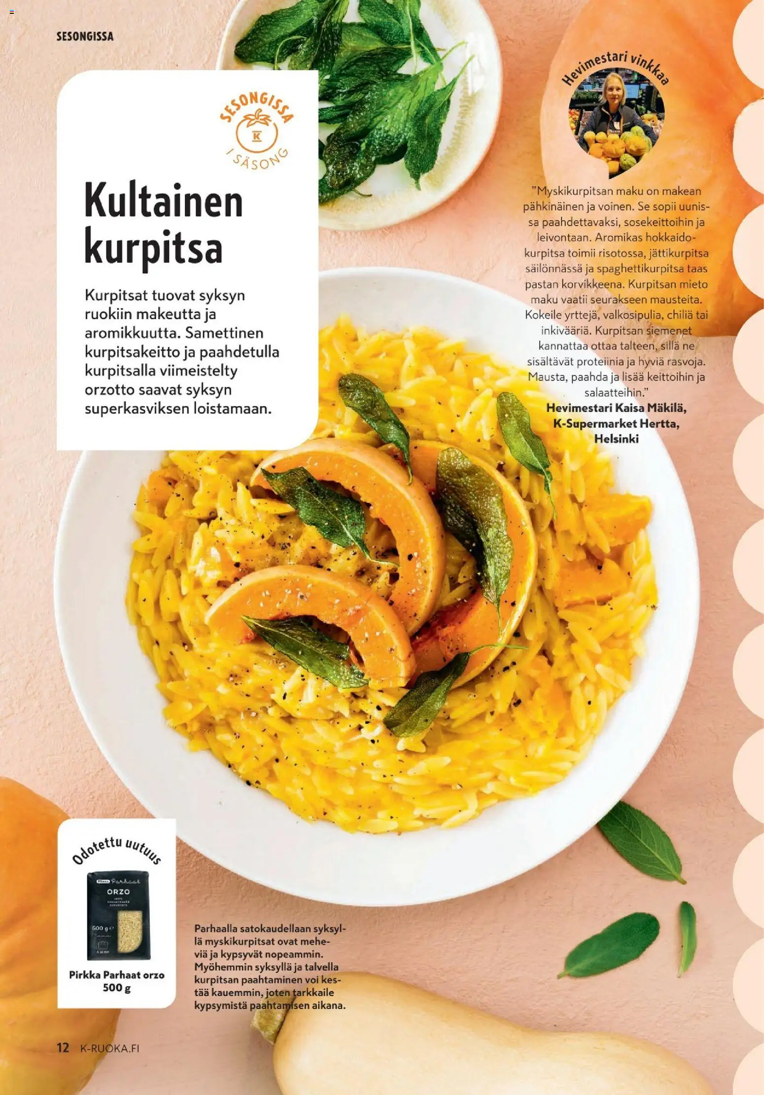 K-Market - K-Ruoka – voimassa 29/09/2026 alkaen | Sivu: 12 | Tuotteet: Siemenet, Voi, Kurpitsa