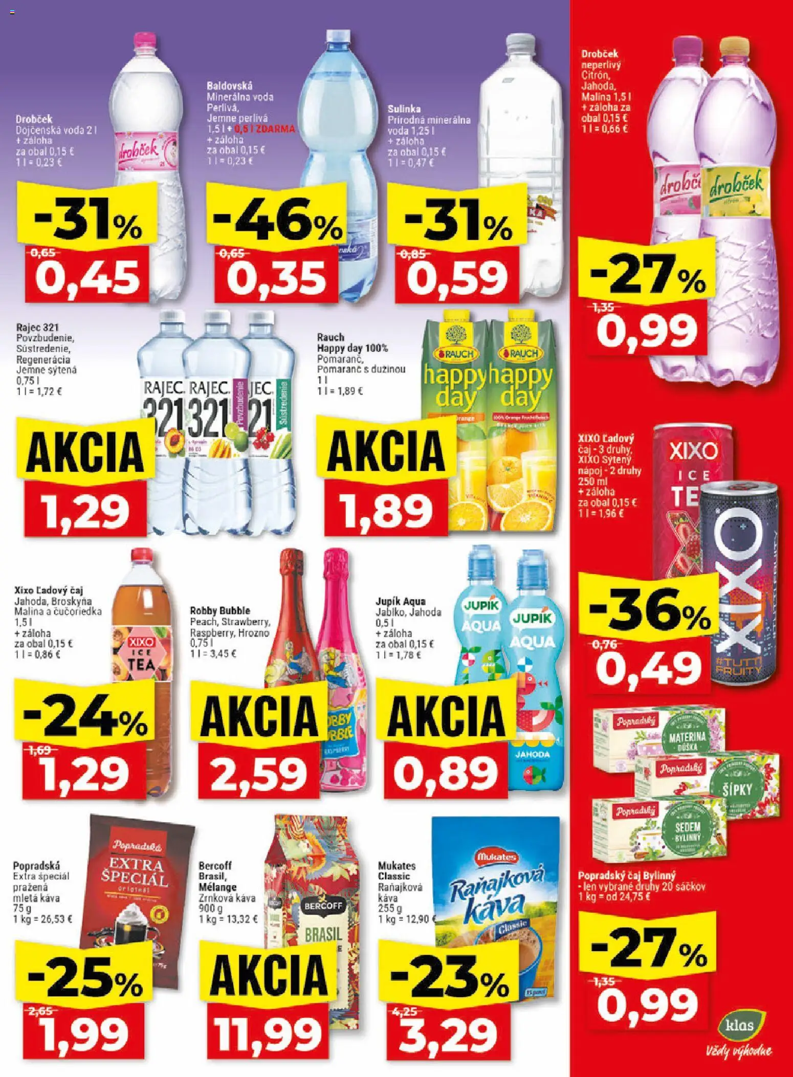 Nové Klas akcie – leták je platný od 29.06.2026 | Strana: 24 | Produkty: Káva, Rajec, Voda, Baldovská
