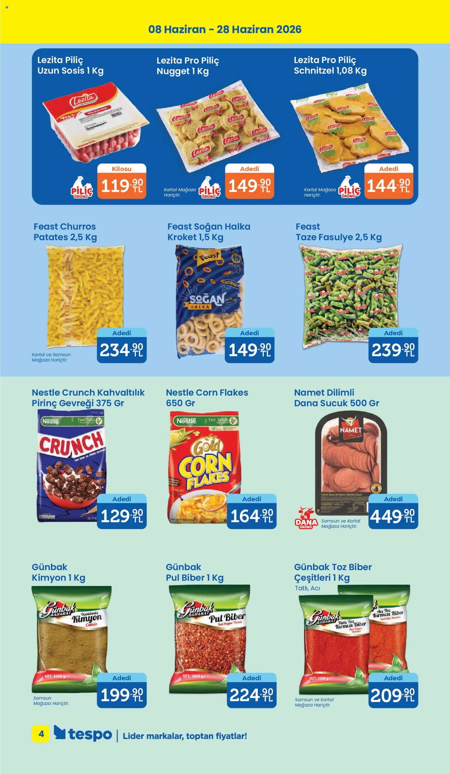 Tespo Katalog - 08.06.2026 tarihinden itibaren geçerlidir | Sayfa: 4 | Ürünler: Fasulye, Pirinç gevreği, Sosis, Sucuk