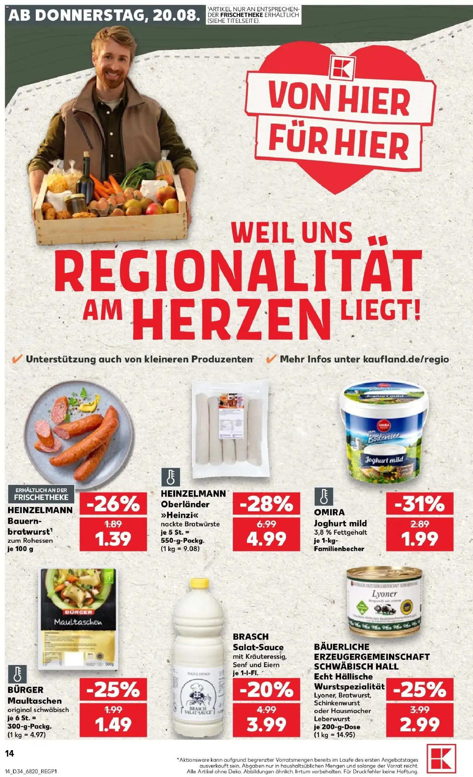 Prospekt Kaufland ab 17.08.2026 » Angebote Online zum Blättern | Seite: 25 | Produkte: Joghurt, Burger, Maultaschen, Salat