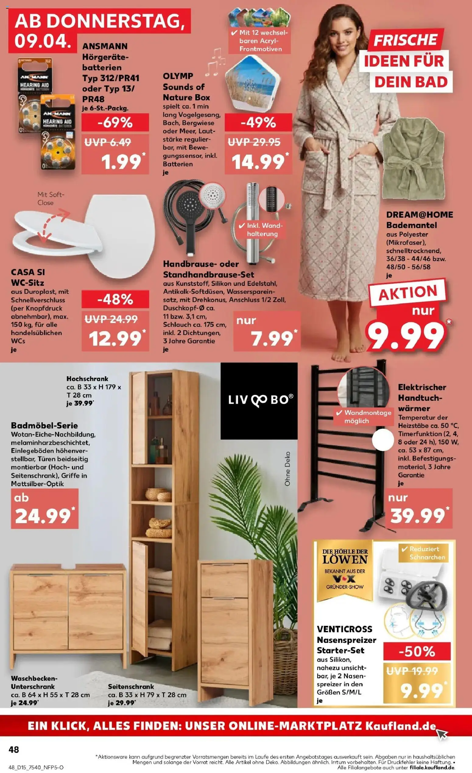 Kaufland Prospekt Lutherstadt Wittenberg	 – gültig ab 08.04.2026 | Seite: 48 | Produkte: Batterien, Waschbecken, Unterschrank, Bademantel