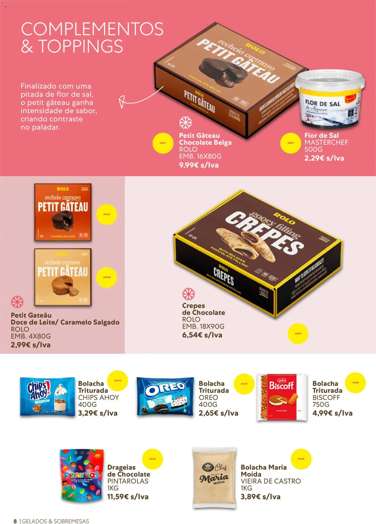Recheio Catálogo de Gelados  Sobremesas │ válido de 26/06/2026 | Página: 8 | Produtos: Oreo, Sal, Chocolate, Petit Gateau