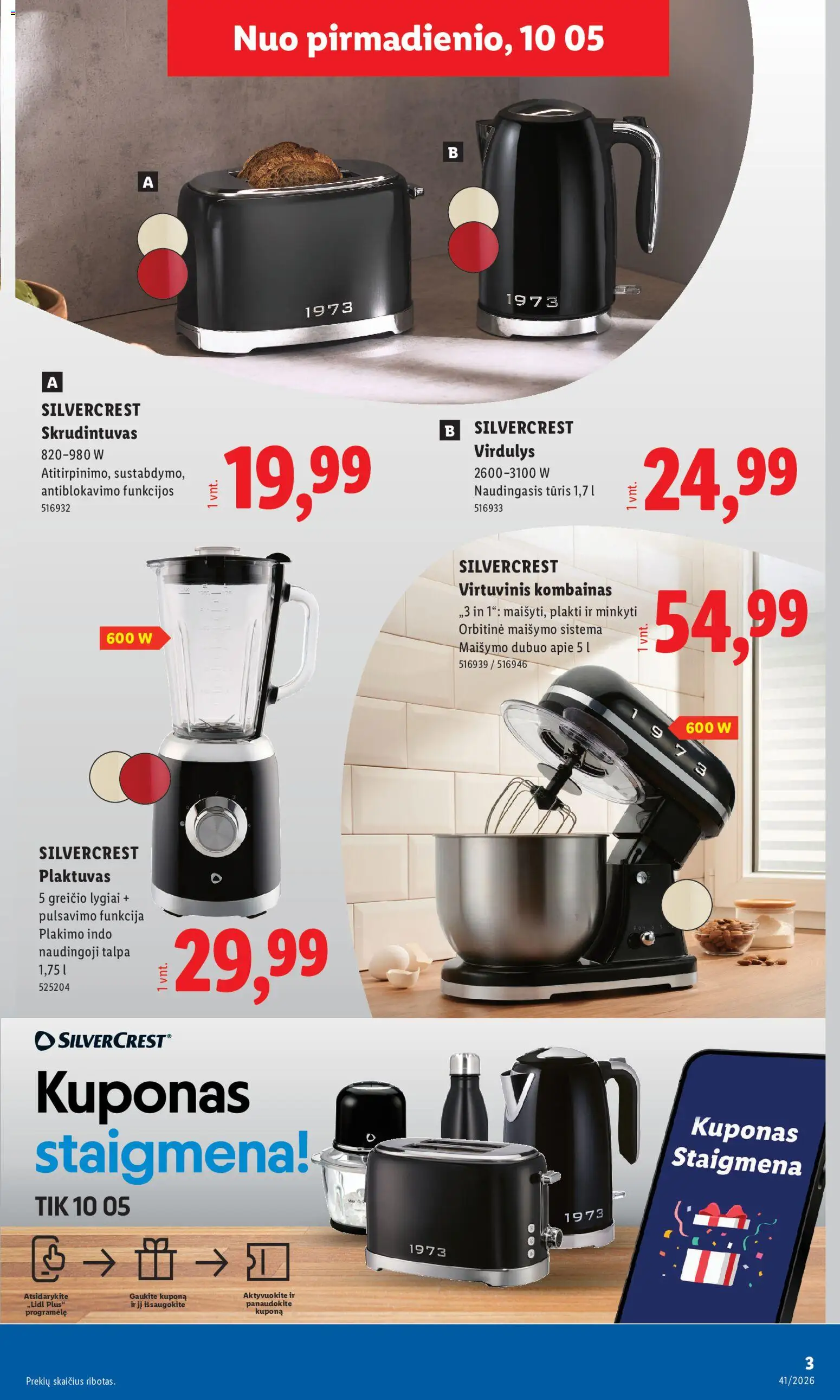 LIDL akcijos nuo 2026.10.05 | Puslapis: 3 | Prekių: Plaktuvas, Dubuo, Virdulys