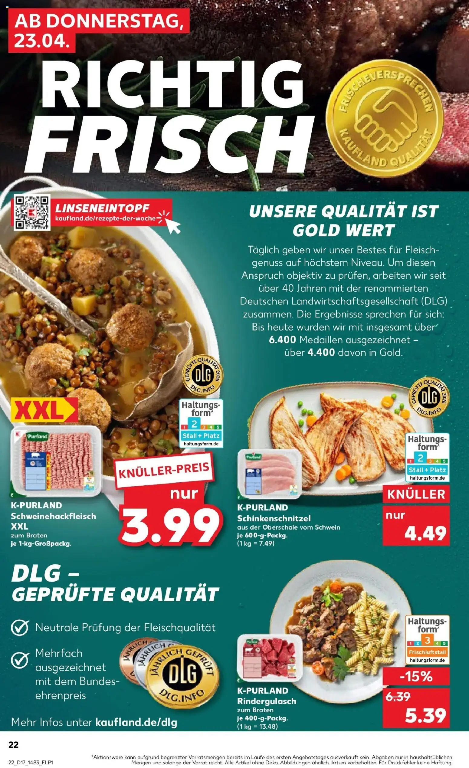 Kaufland Prospekt Ettlingen	 – gültig ab 20.04.2026 | Seite: 34 | Produkte: Rindergulasch, Fleisch, Objektiv