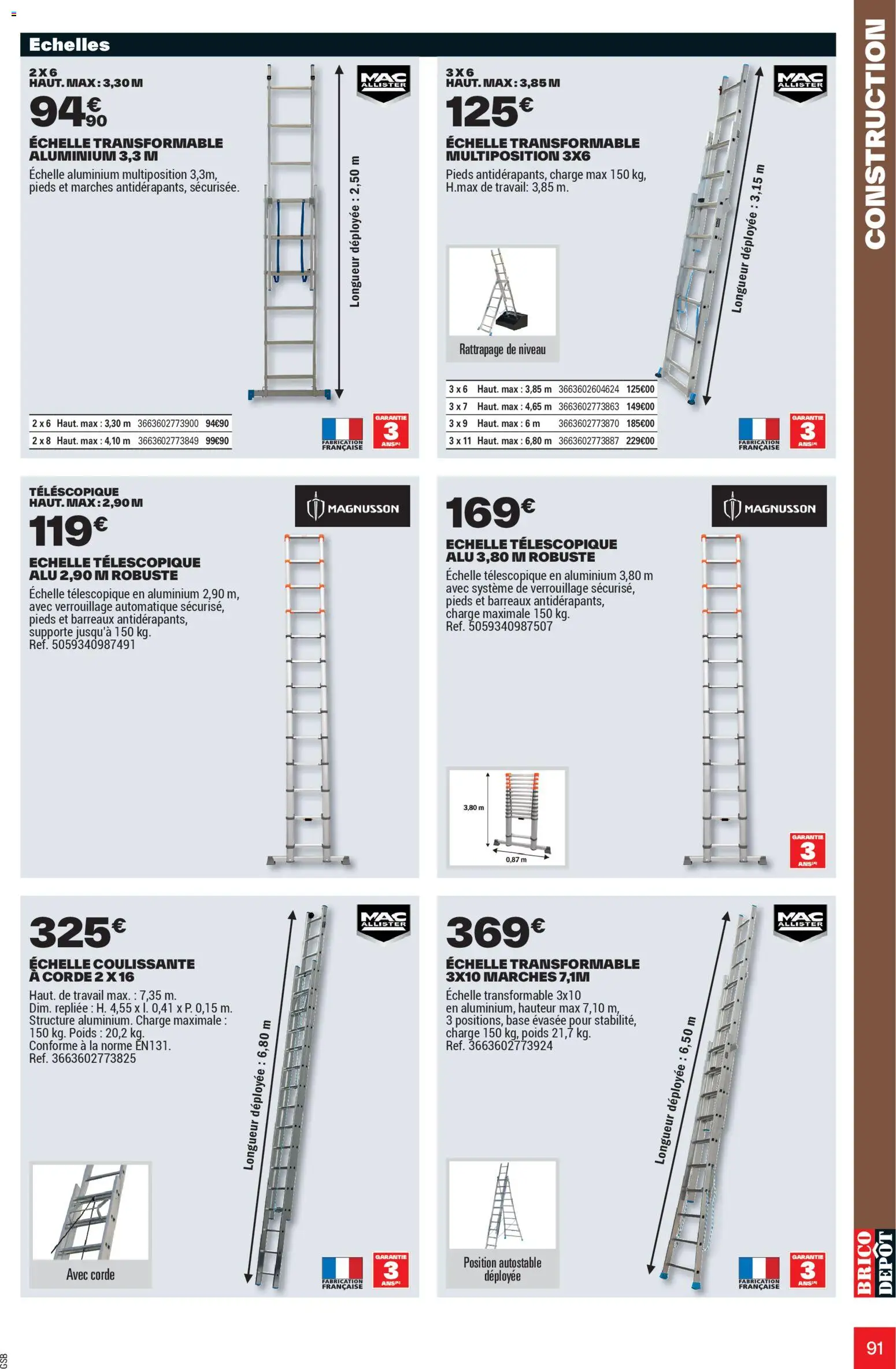 {H1} | Page: 91 | Produits: Base, Poids, Échelle télescopique