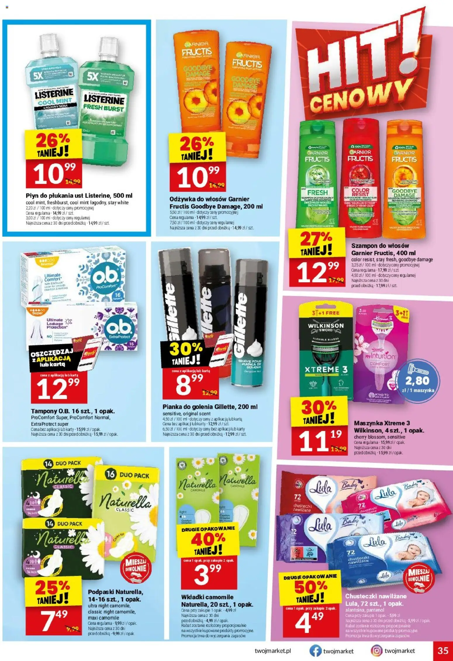 Twój Market gazetka od 22.07.2026 | Strona: 35 | Produkty: Gillette, Tampony, Szampon, Odżywka do włosów