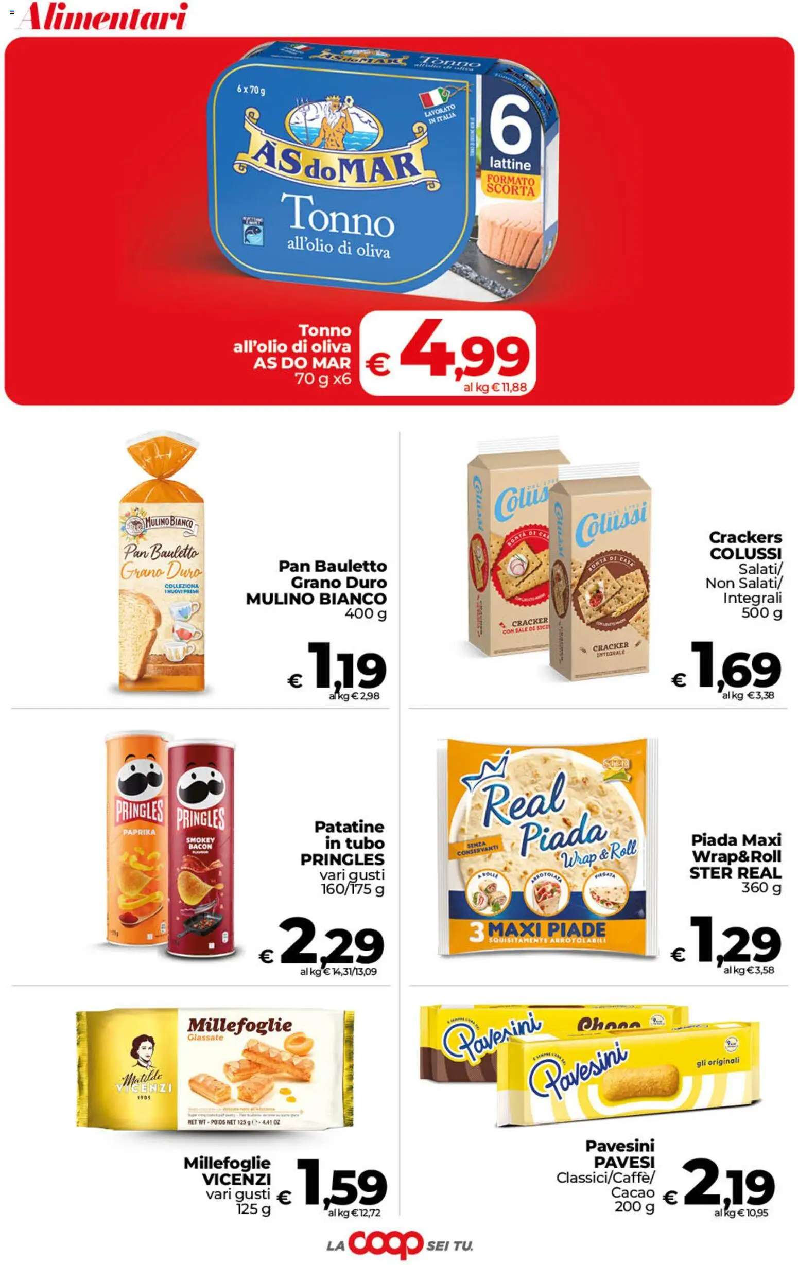 Volantino COOP del 02/10/2026 | Pagina: 21 | Prodotti: Tubo, Crackers, Tonno, Bacon