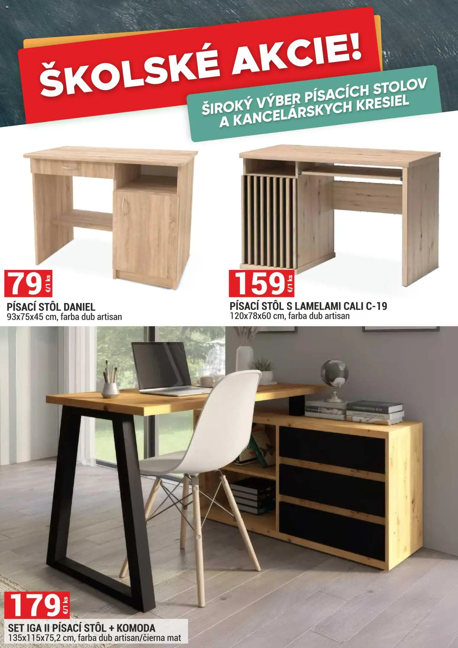 Nové Merkury Market akcie – leták je platný od 01.09.2026 | Strana: 2 | Produkty: Stôl, Písací stôl, Komoda