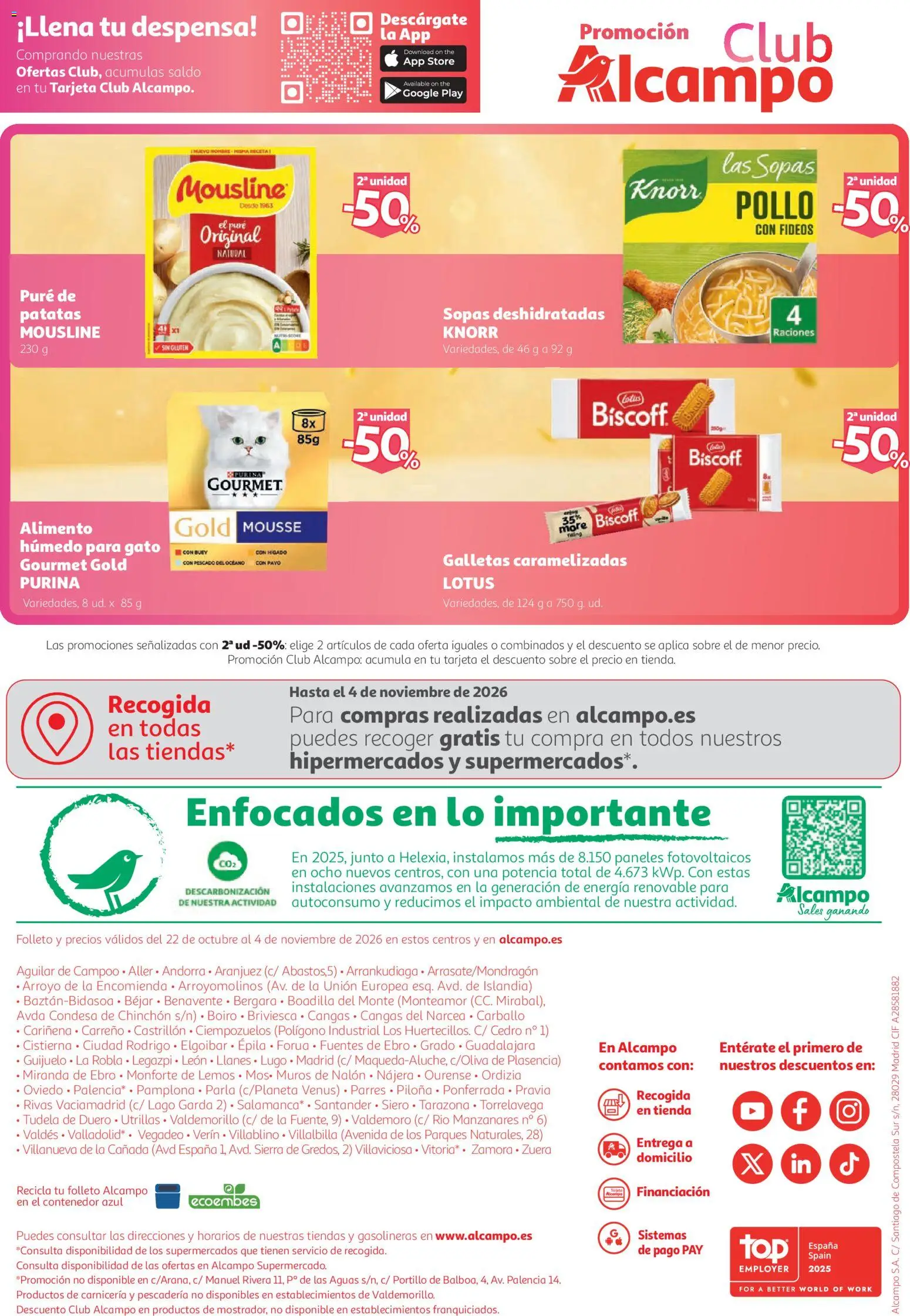 Alcampo Supermercado │ válido desde el 22/10/2026 | Página: 8 | Productos: Puré, Pescado, Galletas, Pollo