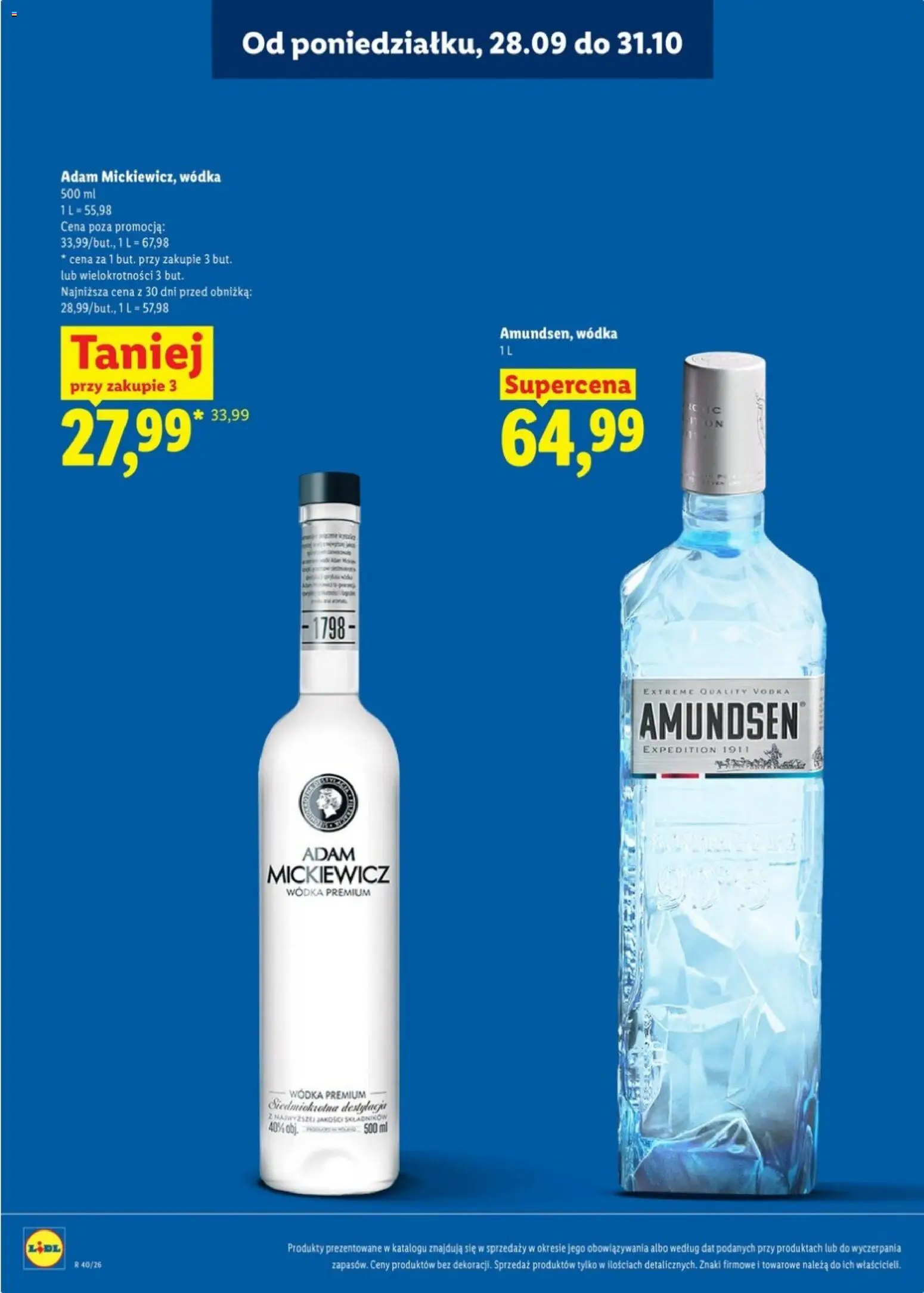 Lidl Katalog alkoholi mocnych od 28.09.2026 | Strona: 7 | Produkty: Adam mickiewicz wódka, Vodka, Wódka