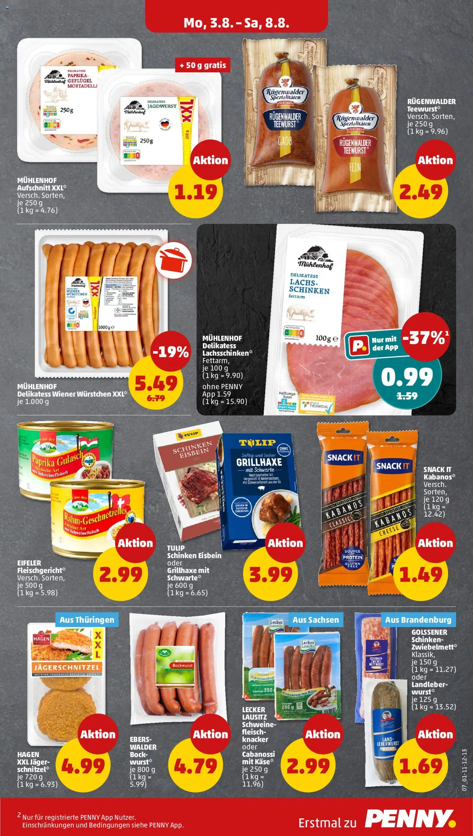 Penny Prospekt – gültig ab 03.08.2026 | Seite: 11 | Produkte: Käse, Lachs, Gulasch, Wurst