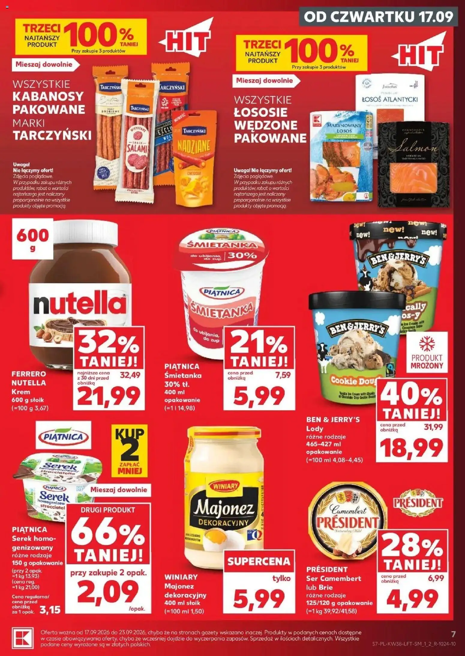 Kaufland gazetka od 17.09.2026 - od jutra PDF | Strona: 7 | Produkty: Serek homogenizowany, Łosoś atlantycki, Gazety, Lody