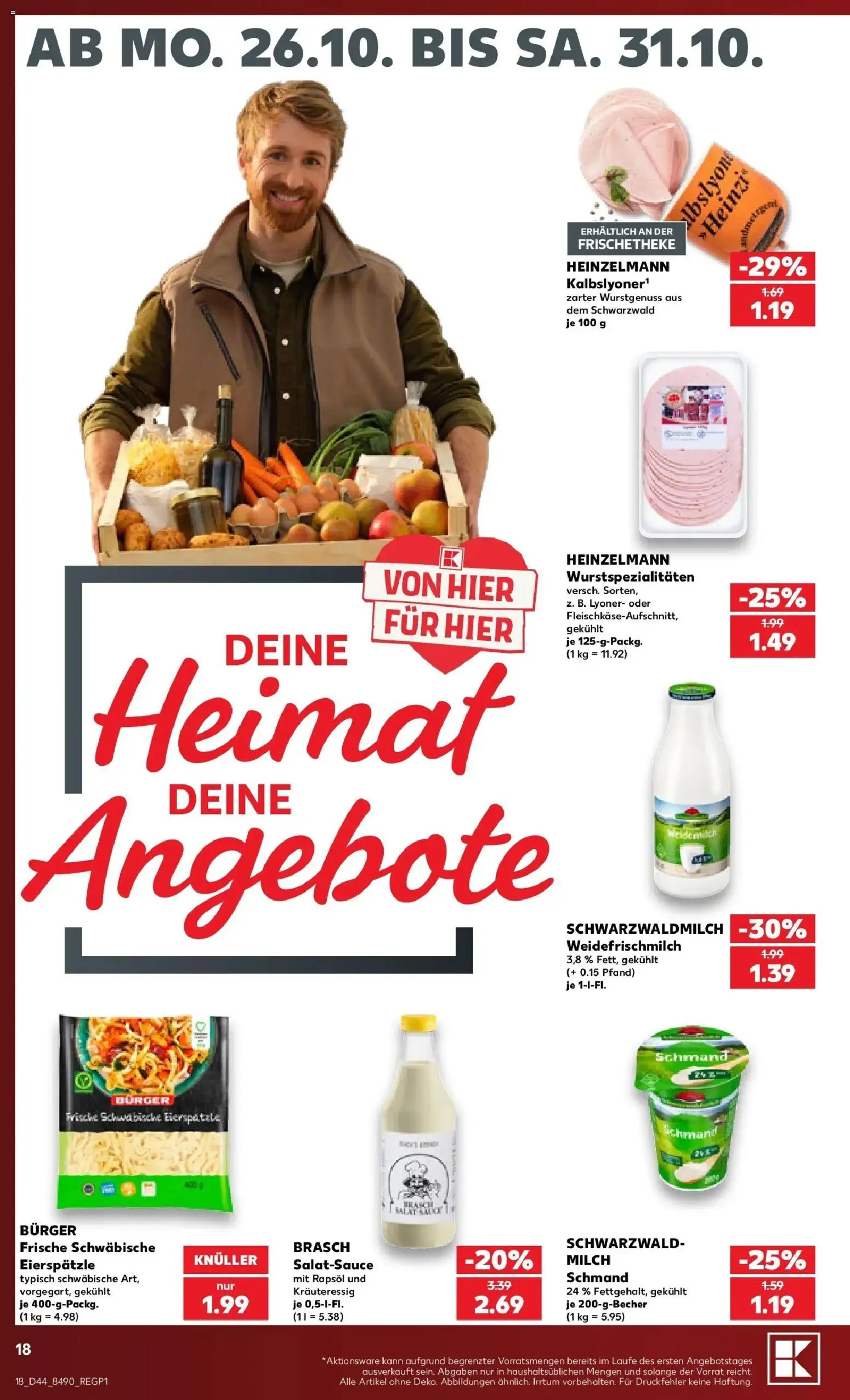 Prospekt Kaufland ab 26.10.2026 » Angebote Online zum Blättern | Seite: 22 | Produkte: Milch, Rapsöl, Burger