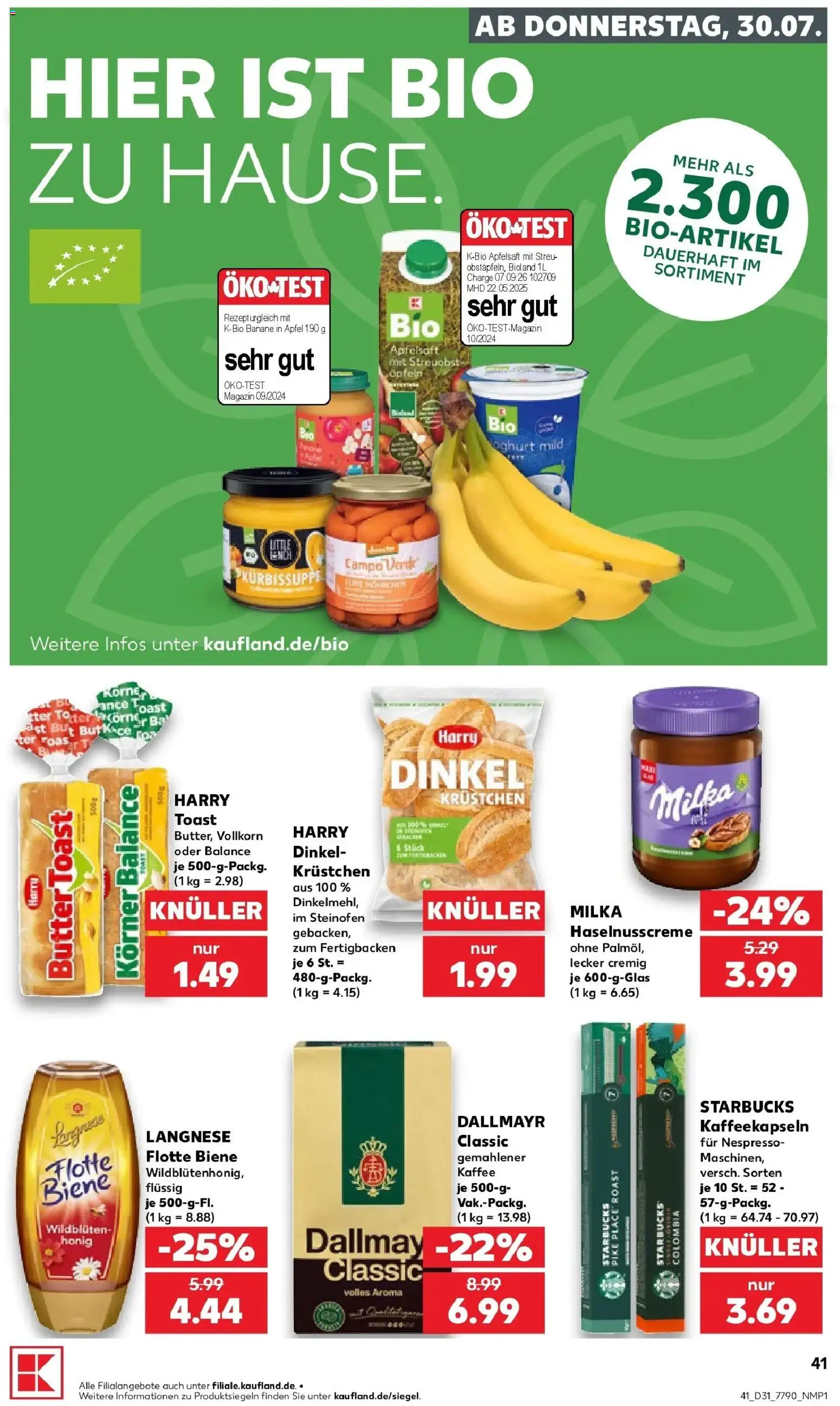 Kaufland Prospekt Leinefelde-Worbis – gültig ab 30.07.2026 | Seite: 41 | Produkte: Langnese, Butter, Toast, Apfelsaft