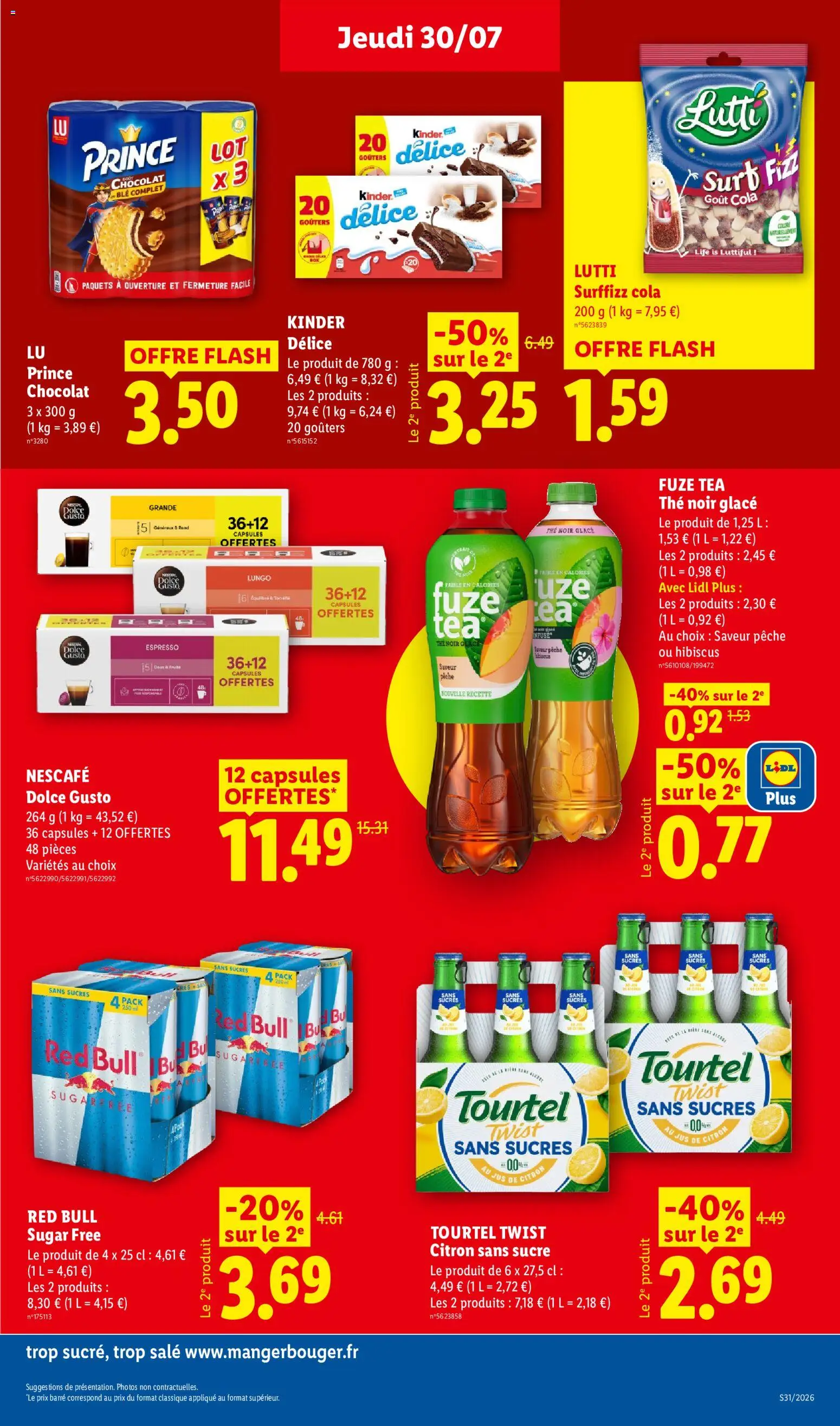 {H1} | Page: 23 | Produits: Pêche, Jus de citron, Prince chocolat, Biscuits