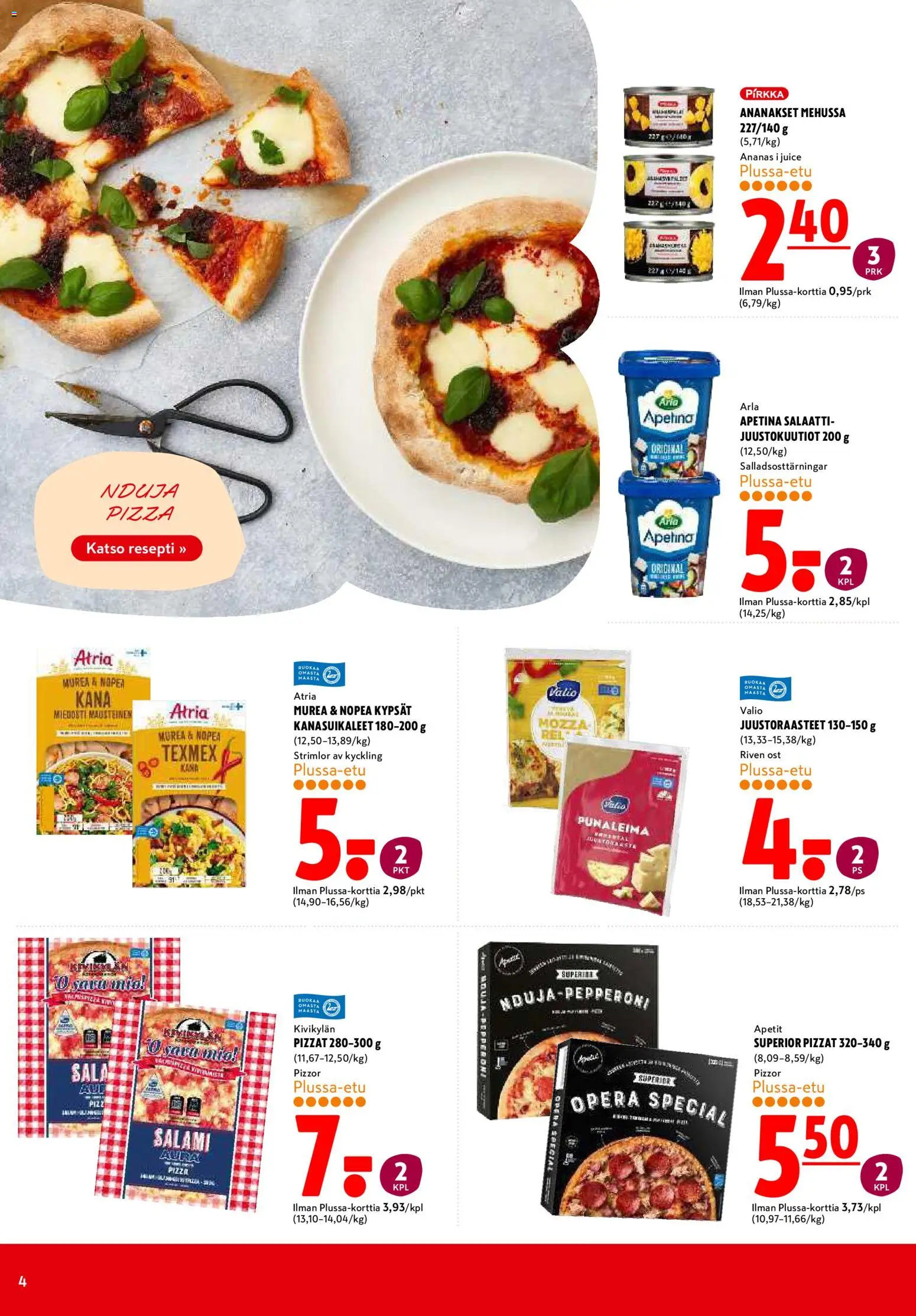 K-Citymarket tarjoukset – voimassa 20/07/2026 alkaen | Sivu: 4 | Tuotteet: Kana, Pizza, Ananas, Salaatti