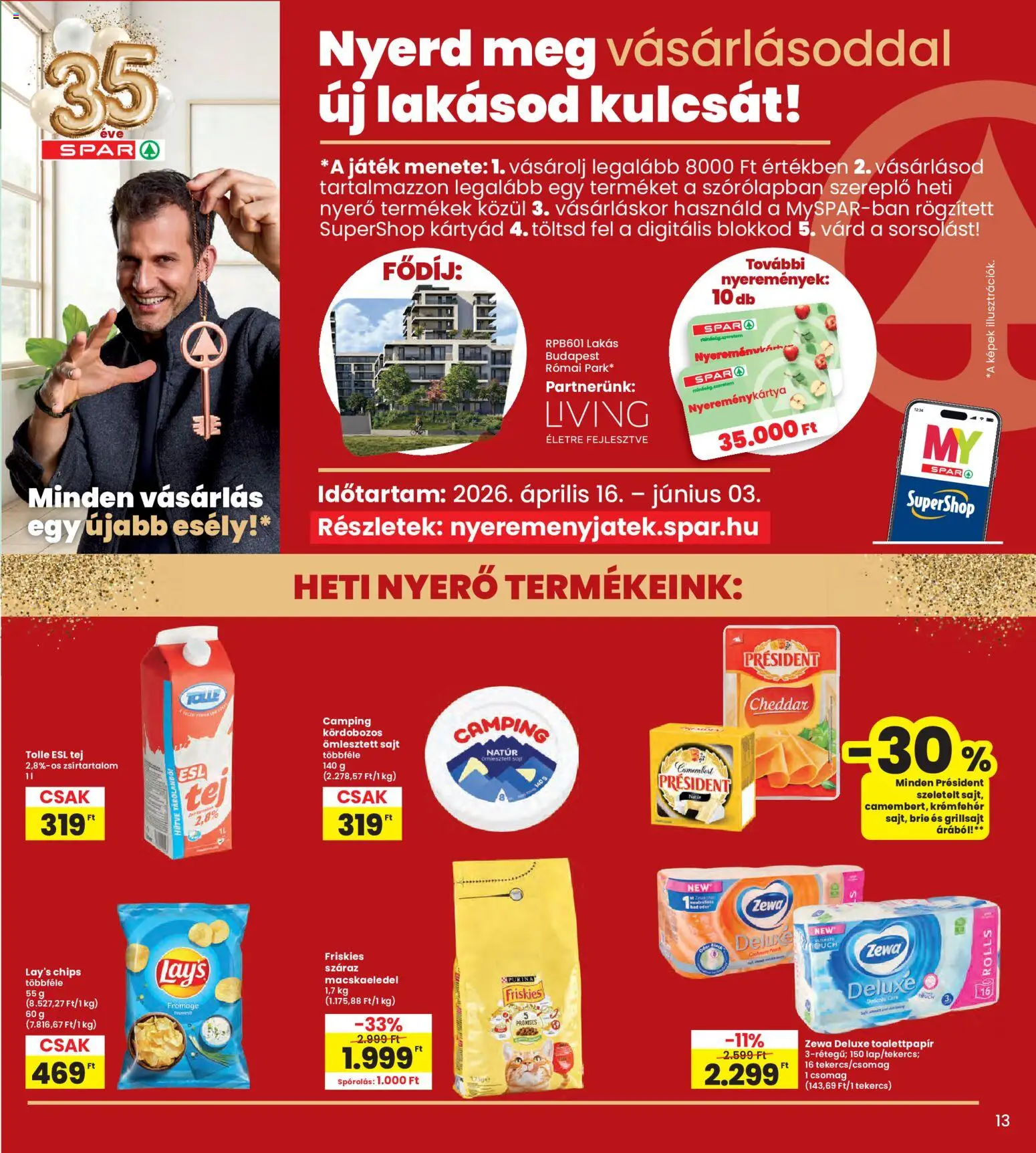 Interspar akciós ujság - amely érvényes a következő dátumtól: 28.05.2026 | Oldal: 13 | Termékek: Chips, Macskaeledel, Grillsajt, Sajt