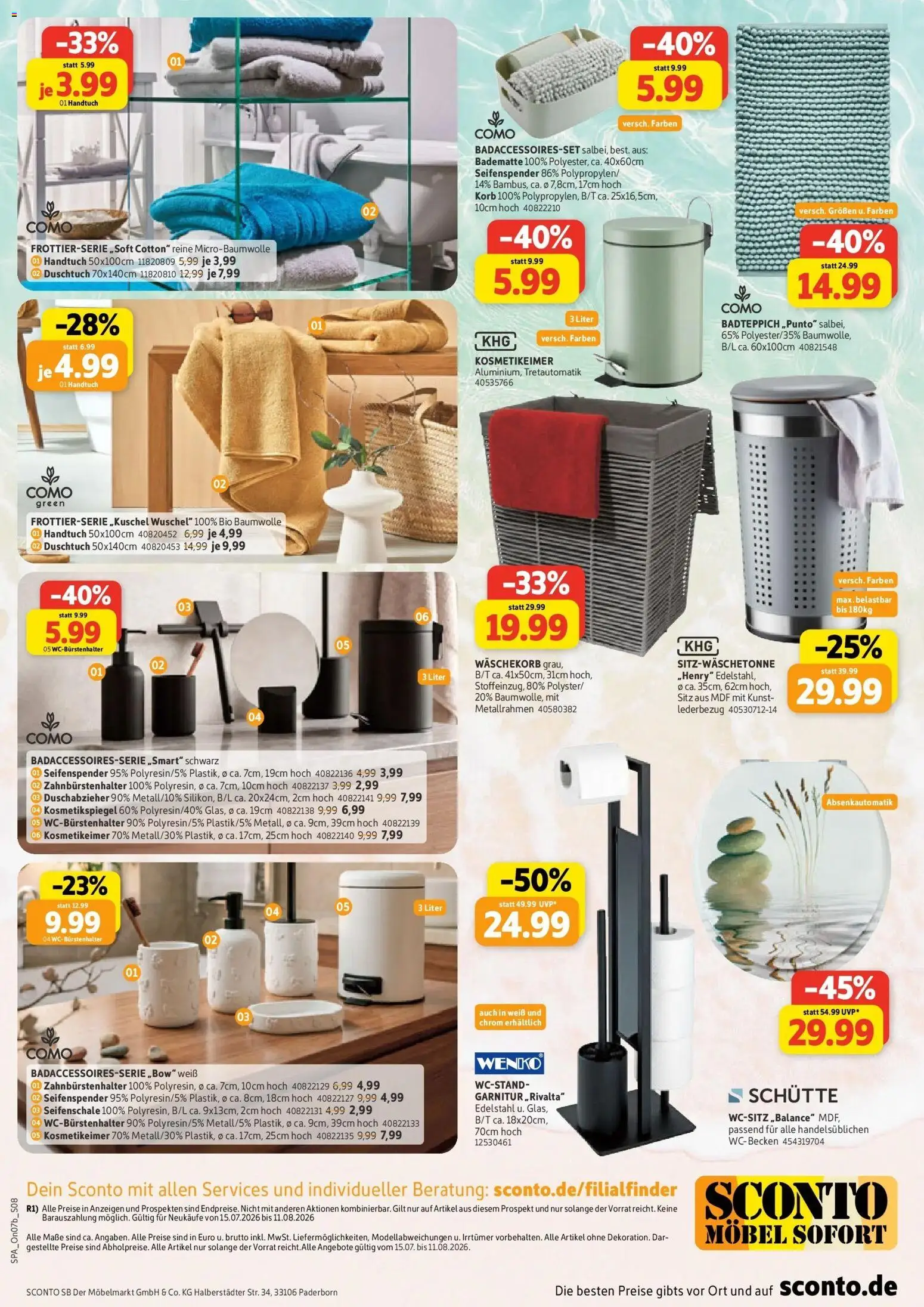 Sconto Spezialprospekt Erfurt – gültig ab 15.07.2026 | Seite: 4 | Produkte: Kosmetikspiegel, Korb, Seifenspender