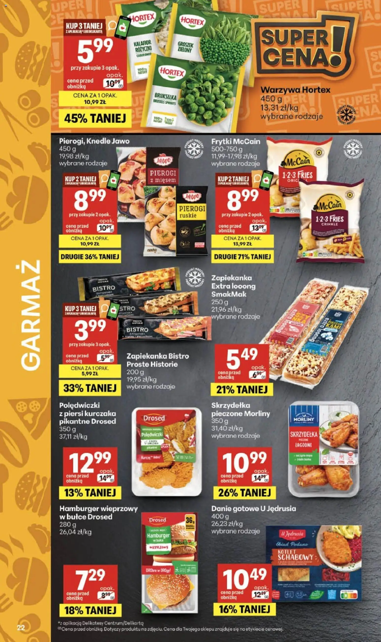 Delikatesy Centrum gazetka od 15.10.2026 | Strona: 22 | Produkty: Kalafior, Hamburger, Pierogi, Polędwiczki