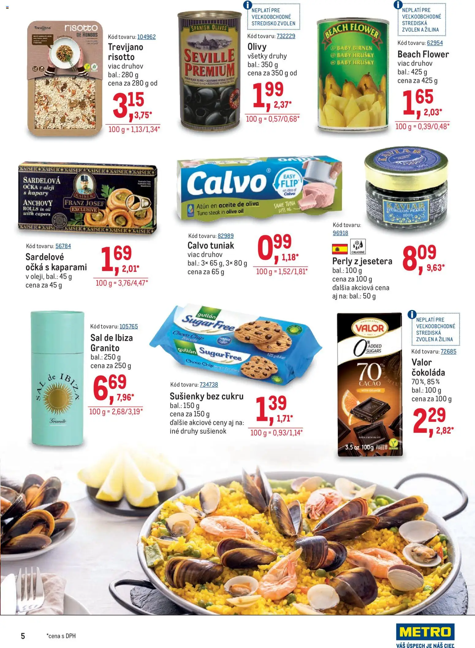 Nové Metro akcie – leták je platný od 20.05.2026 | Strana: 5 | Produkty: Tuniak, Šál, Steak, Hrušky