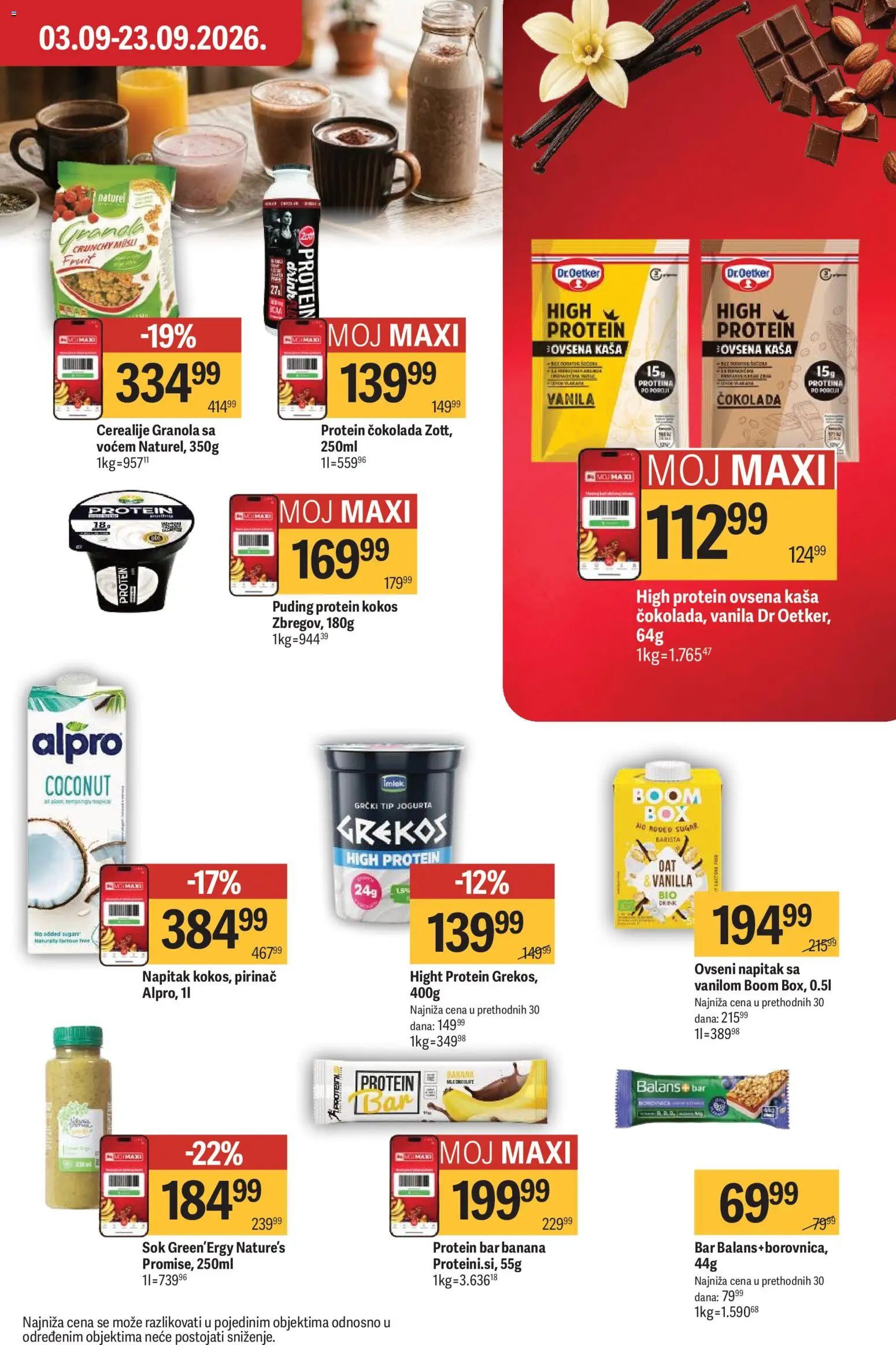 Maxi katalog - važi od 03.09.2026 | Strana: 27 | Proizvode: Protein, Ovsena kaša, Kokos, Sok