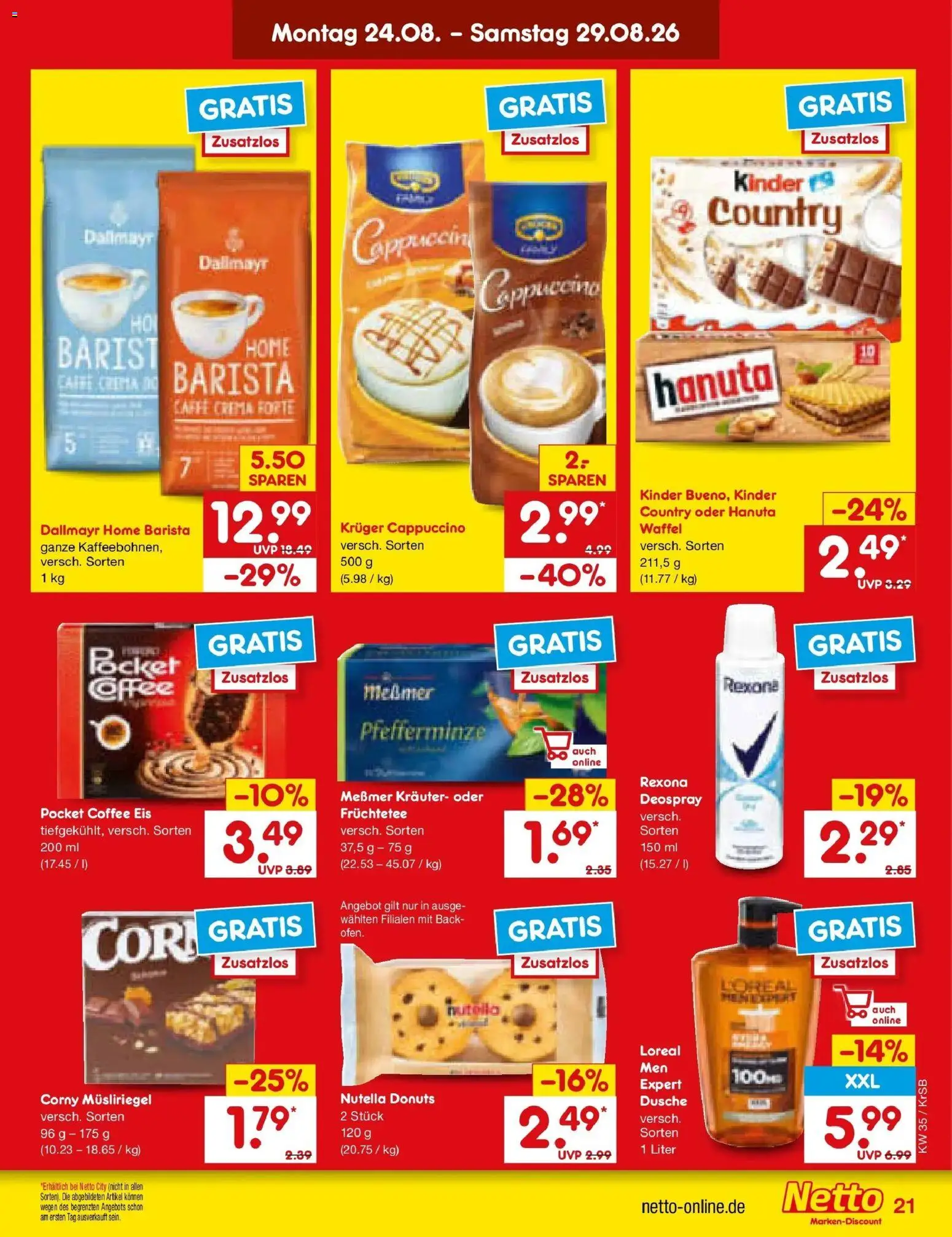 Netto Marken-Discount Prospekt Baesweiler – gültig ab 24.08.2026 | Seite: 31 | Produkte: Dallmayr, Deospray, Eis, Kinder country