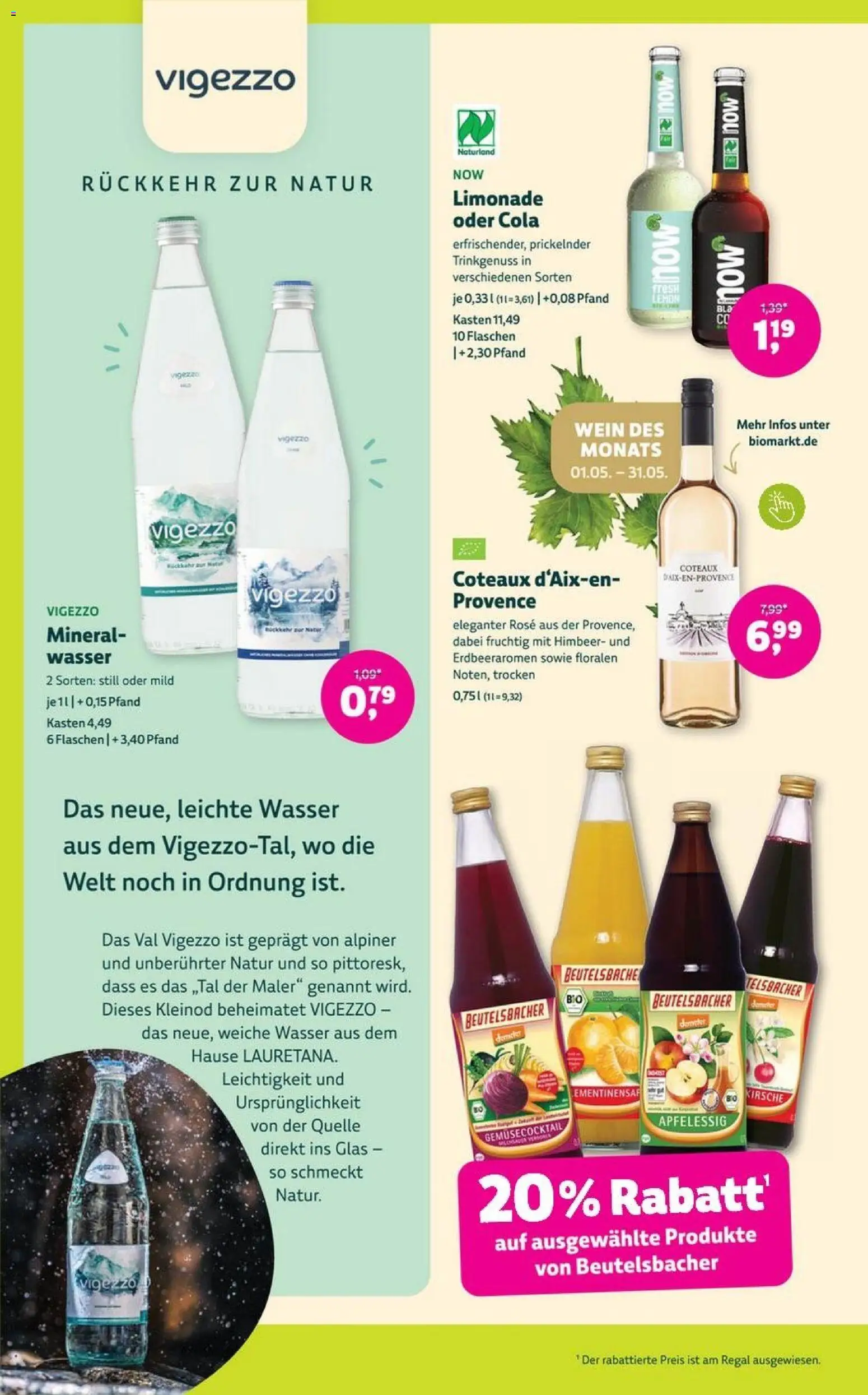 Denns BioMarkt Angebote – gültig ab 06.05.2026 | Seite: 14 | Produkte: Cola, Limonade, Wasser, Wein