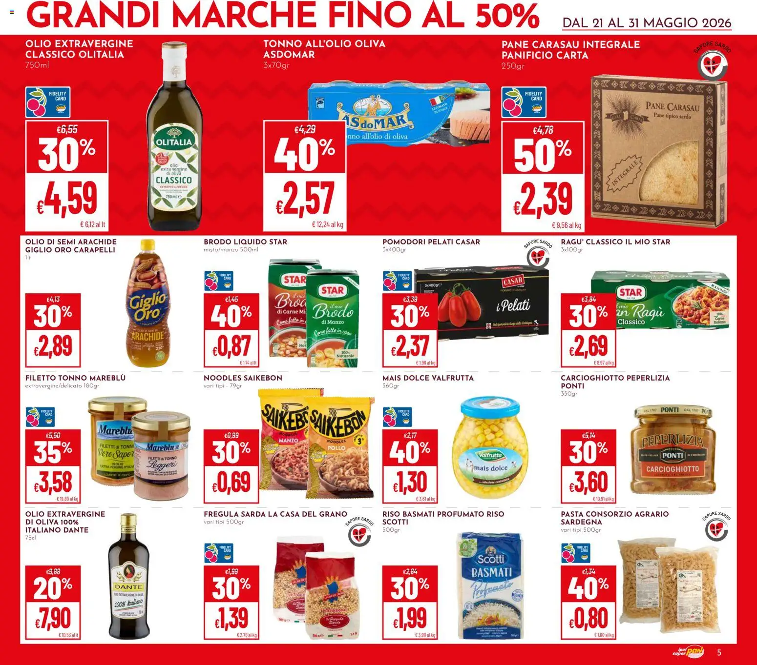 Volantino Pan del 21.05.2026 | Pagina: 5 | Prodotti: Riso Basmati, Olio, Pomodori, Ragú