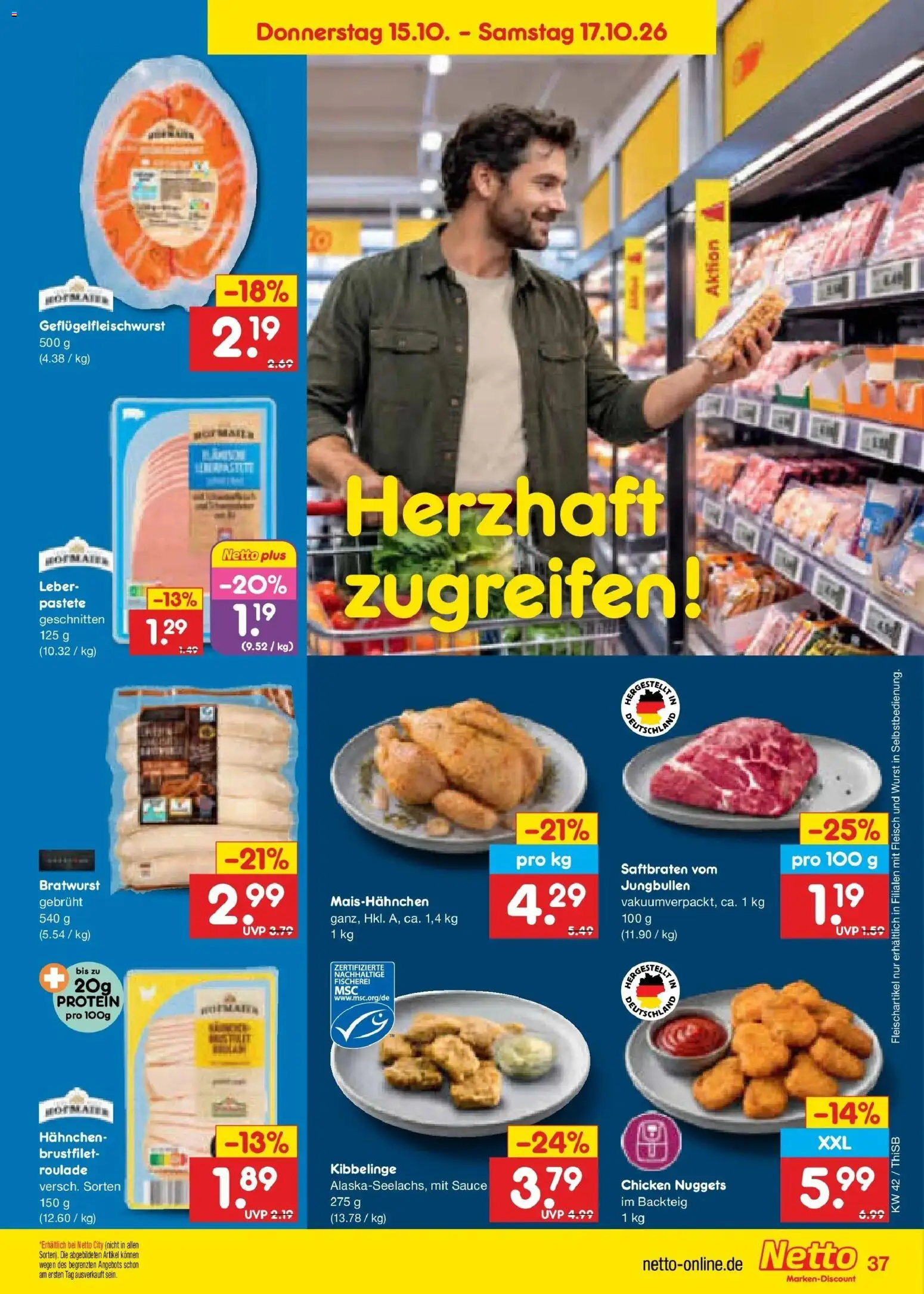 Netto Marken-Discount Prospekt Pirna – gültig ab 12.10.2026 | Seite: 51 | Produkte: Hahnchen, Bratwurst, Wurst, Fleisch