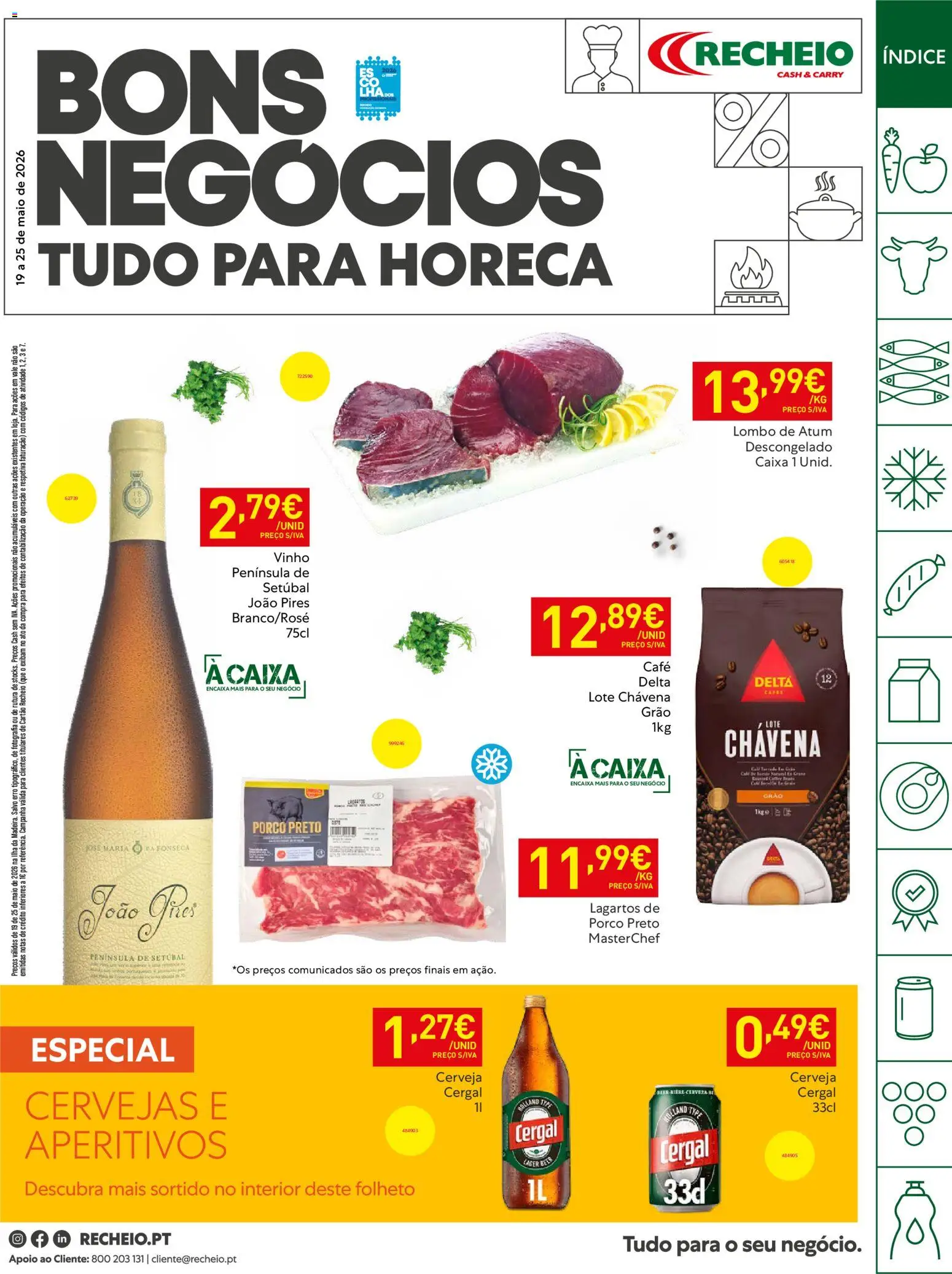 Recheio Horeca Madeira │ válido de 19.05.2026 | Página: 1 | Produtos: Lagartos de porco preto, Caixa, Lombo, Cerveja