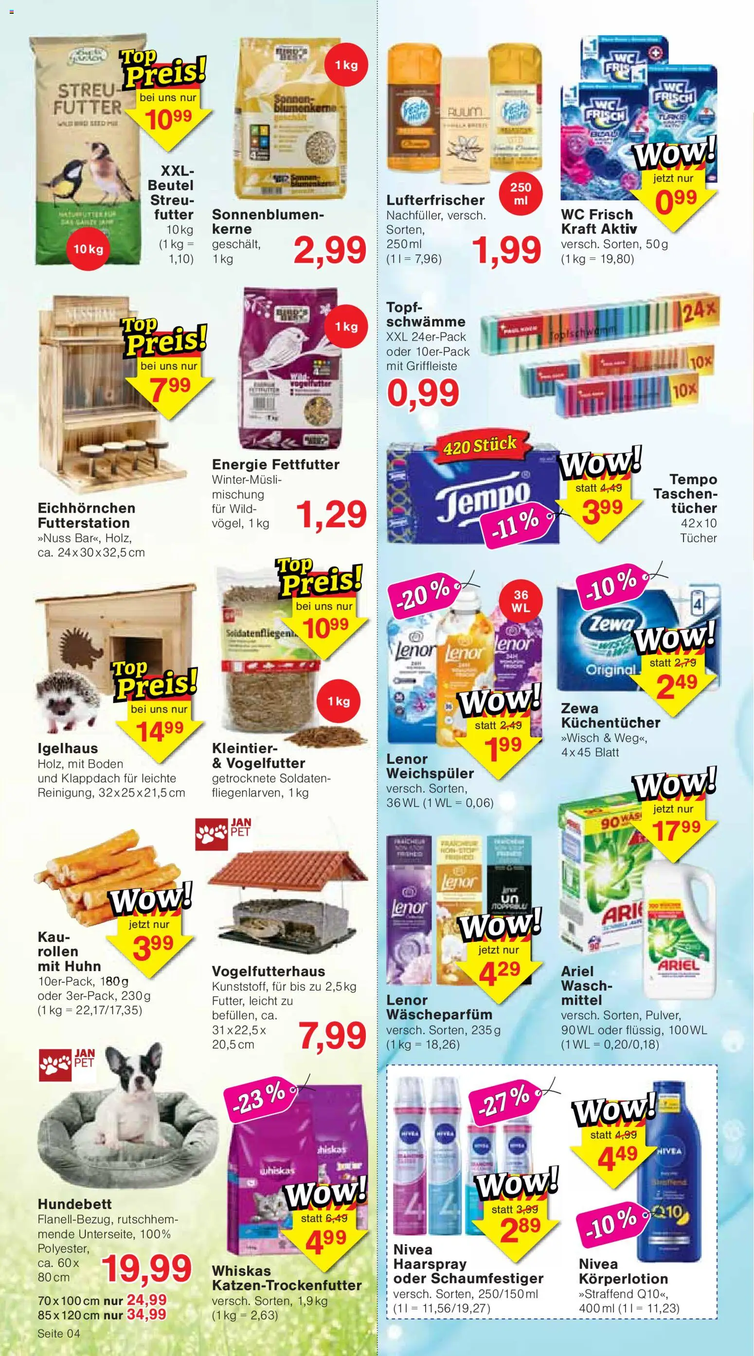 Wiglo Wunderland Prospekt – gültig ab 28.09.2026 | Seite: 4 | Produkte: Zewa, Schwämme, Haarspray, Tempo