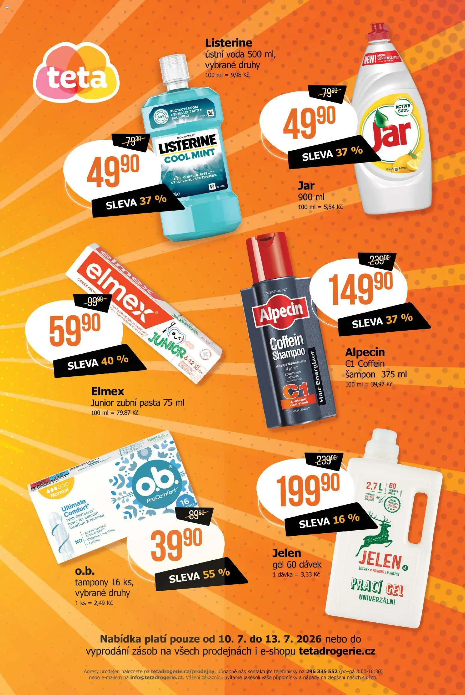 TETA Drogerie leták - Cenový třesk od 10.07.2026 | Strana: 2 | Produkty: Zubní pasta, Prací gel, Listerine, Šampon
